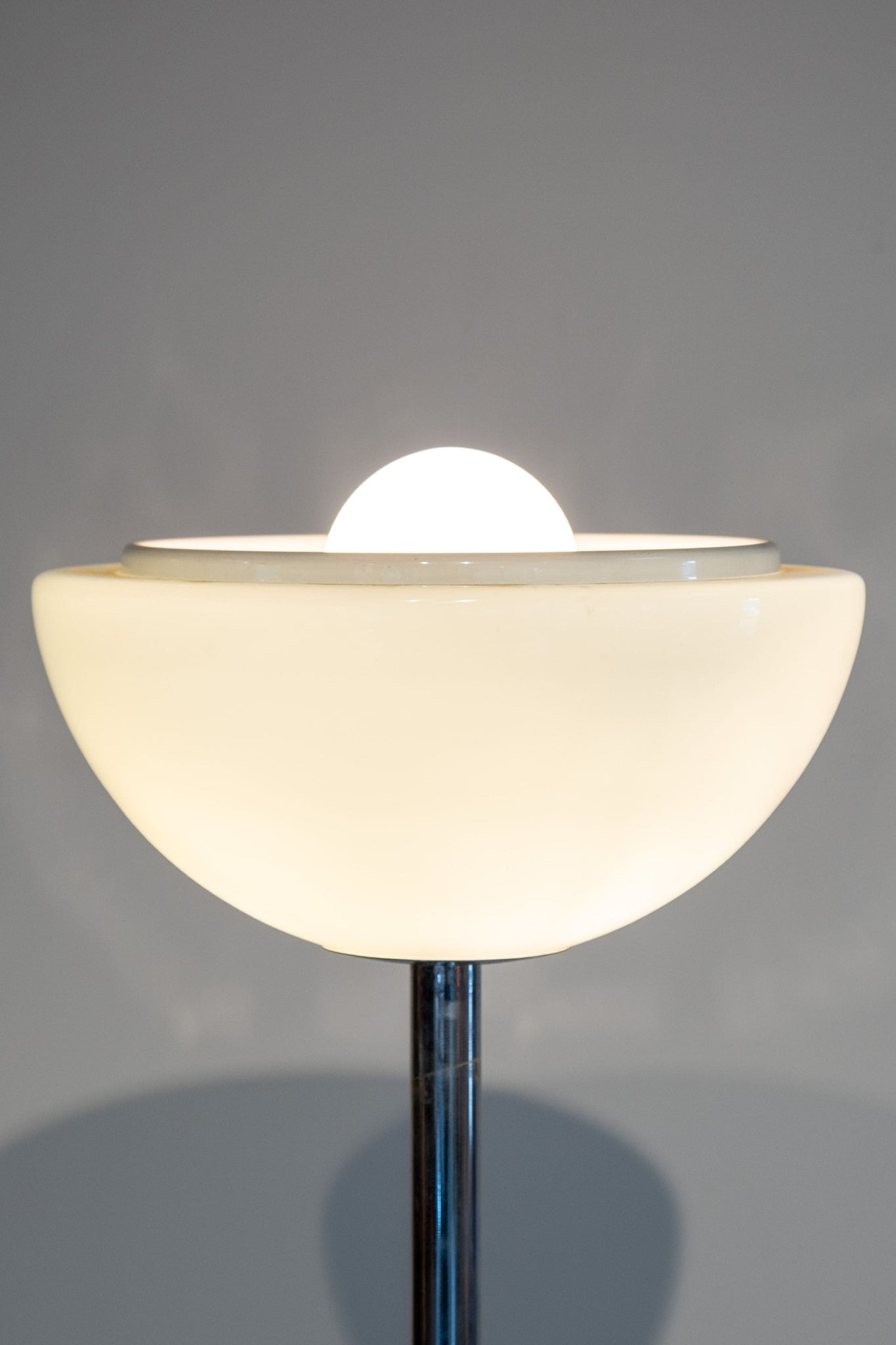 Vintage Chrome Floor Lamp with Glass Shade | Bonne Choice