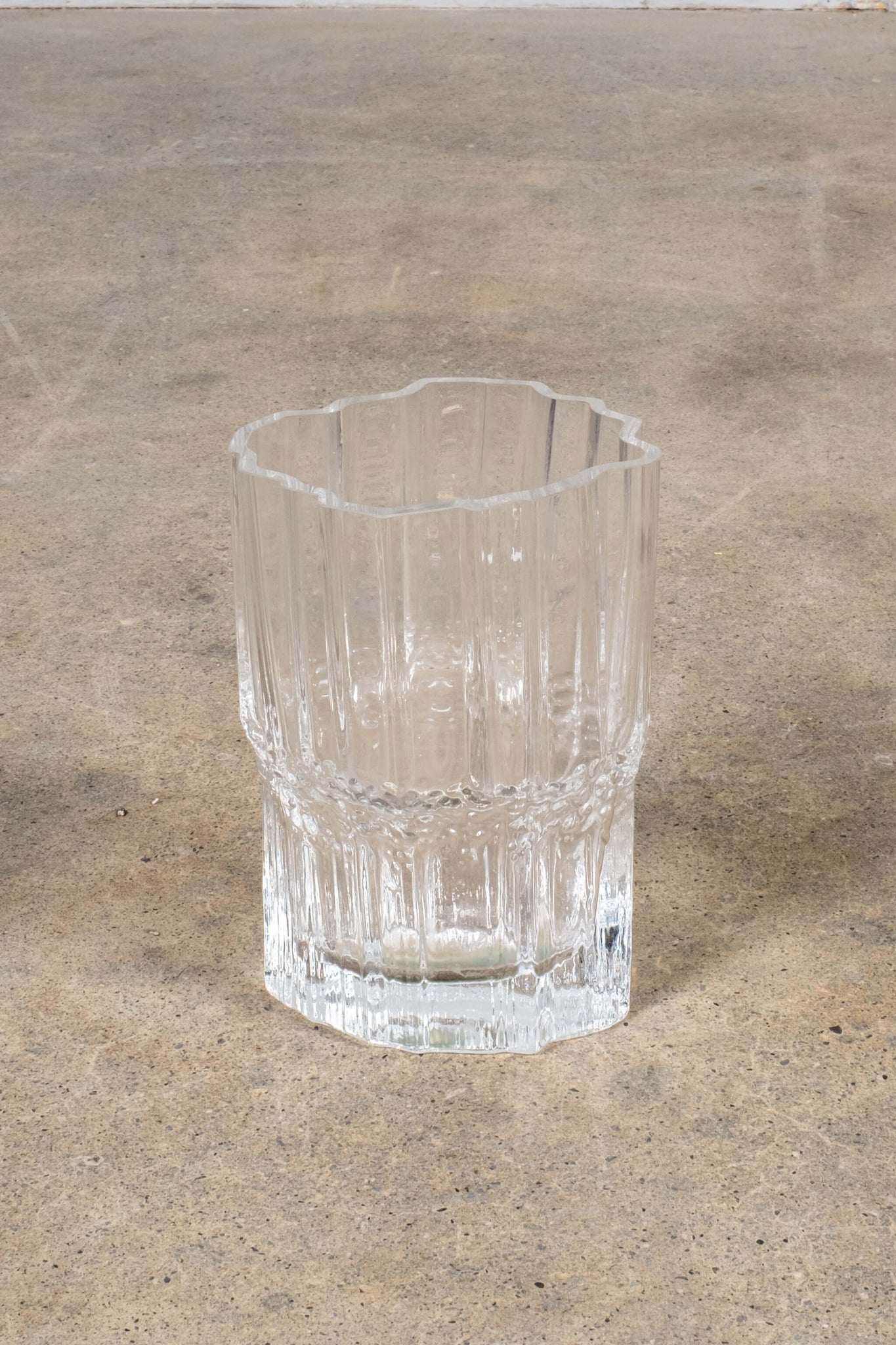 Clear Glass Rippled Vase