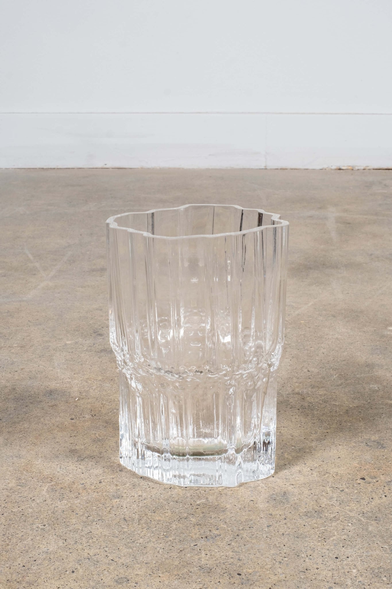 Clear Glass Rippled Vase