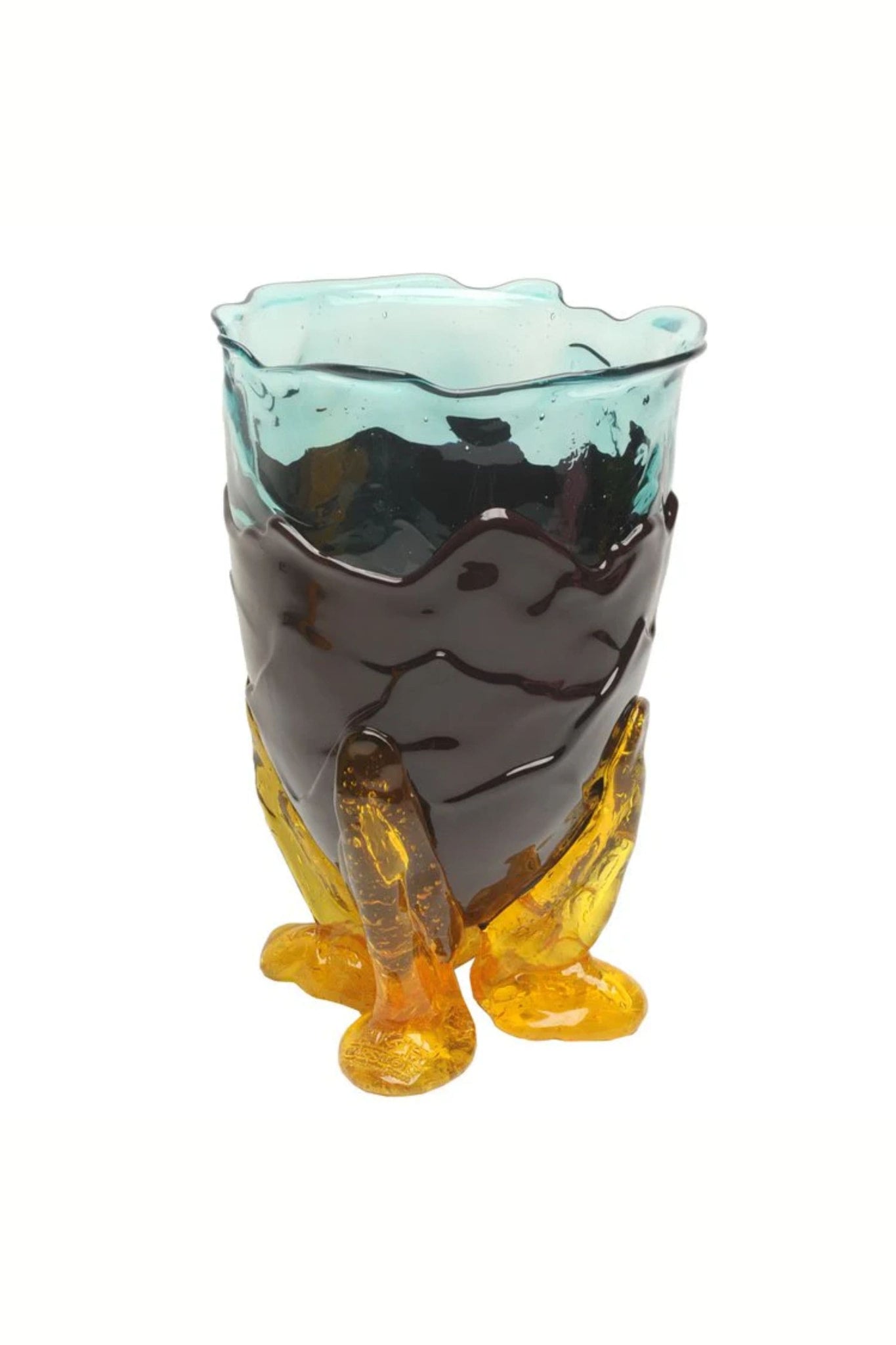 Corsi Clear Vase Extra Colour (Large), Clear Aqua, Clear Yellow and Matte Aubergine by Gaetano Pesce | Bonne Choice