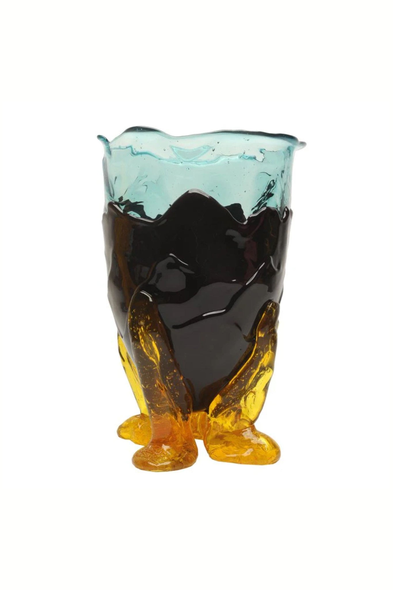 Corsi Clear Vase Extra Colour (Large), Clear Aqua, Clear Yellow and Matte Aubergine by Gaetano Pesce | Bonne Choice