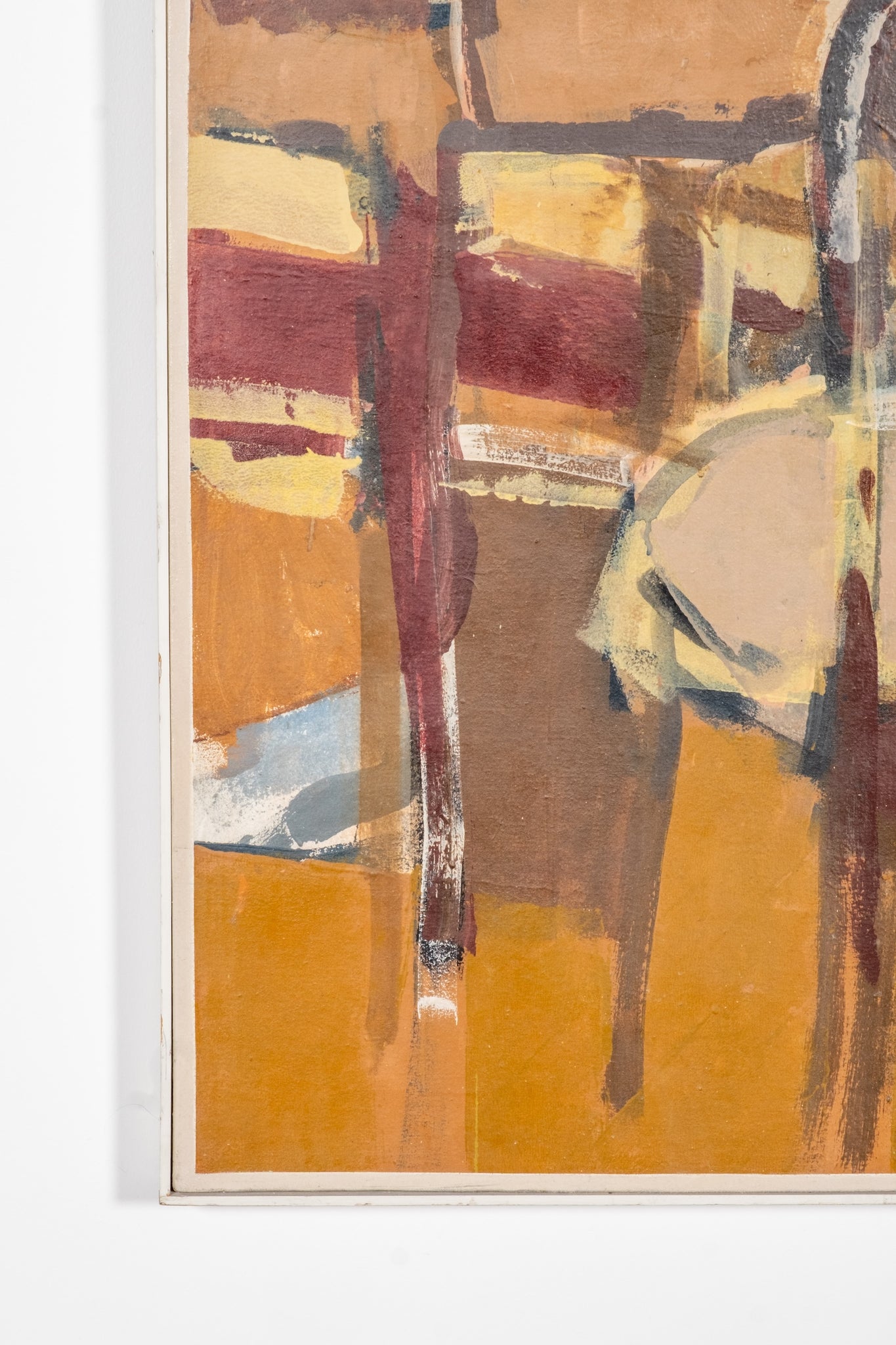 Abstract art piece with earthy tones on a white background