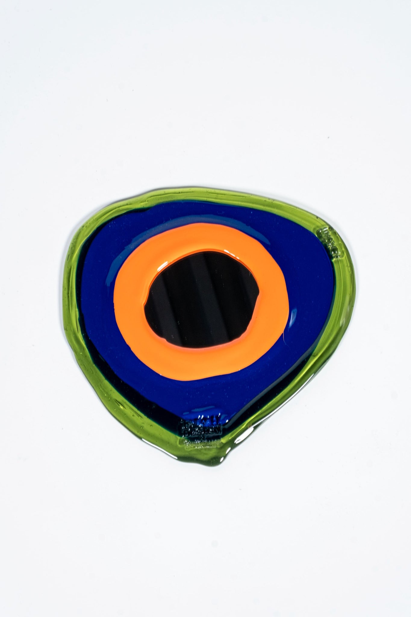 Round Mirror XS, Orange, Blue, Clear Green