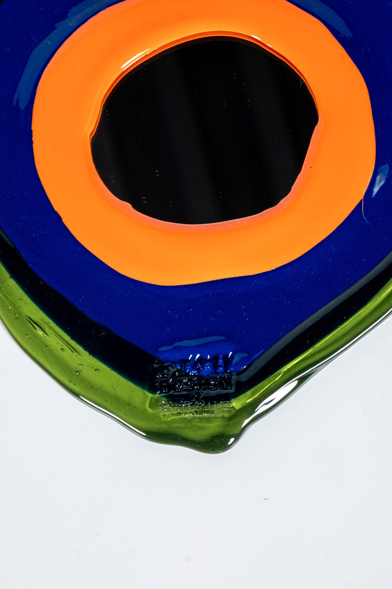 Round Mirror XS, Orange, Blue, Clear Green