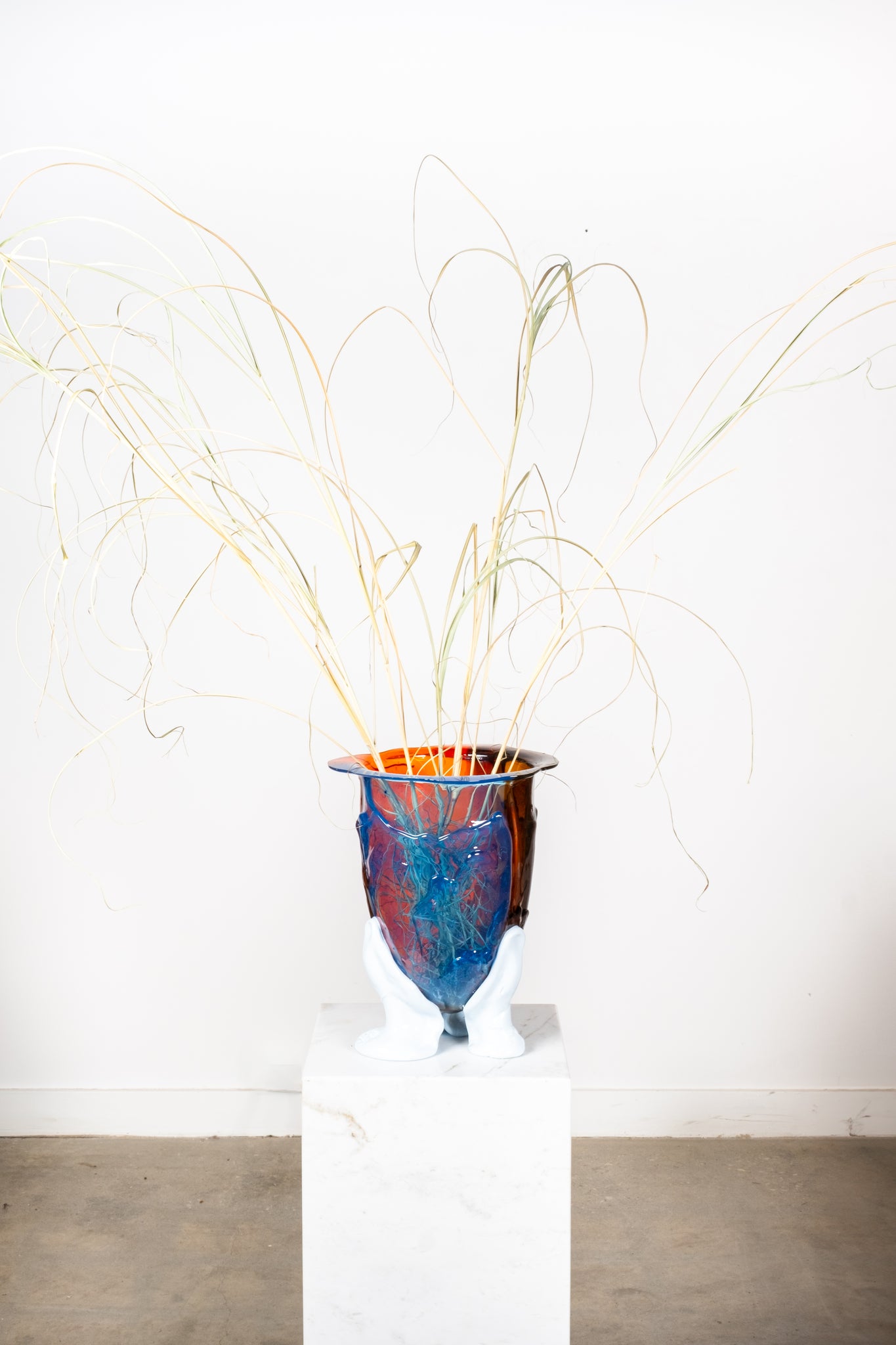 Amazonia Vase (Large), Clear Orange and Blue with Pastel Blue Feet