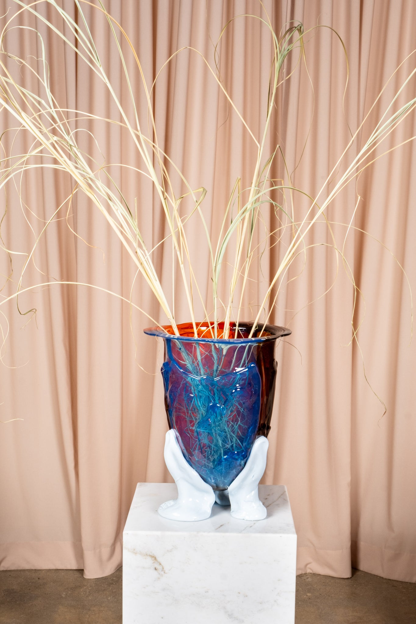 Amazonia Vase (Large), Clear Orange and Blue with Pastel Blue Feet