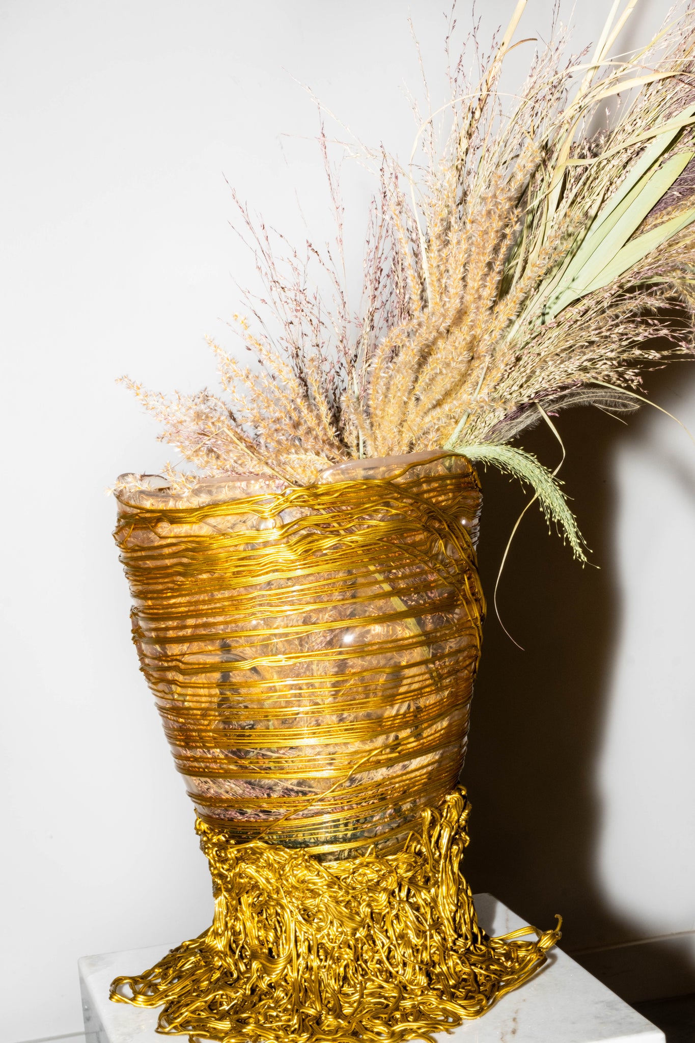 Spaghetti Vase (Large), Clear and Gold