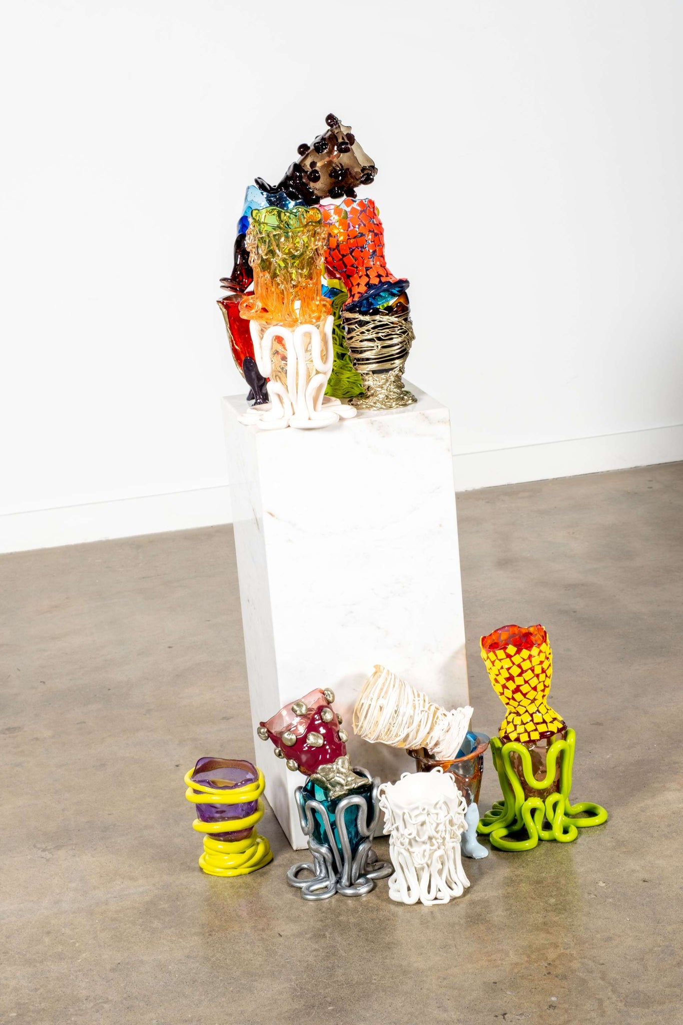 Indian Summer Vase (Small), Clear Emerald and Matte Silver