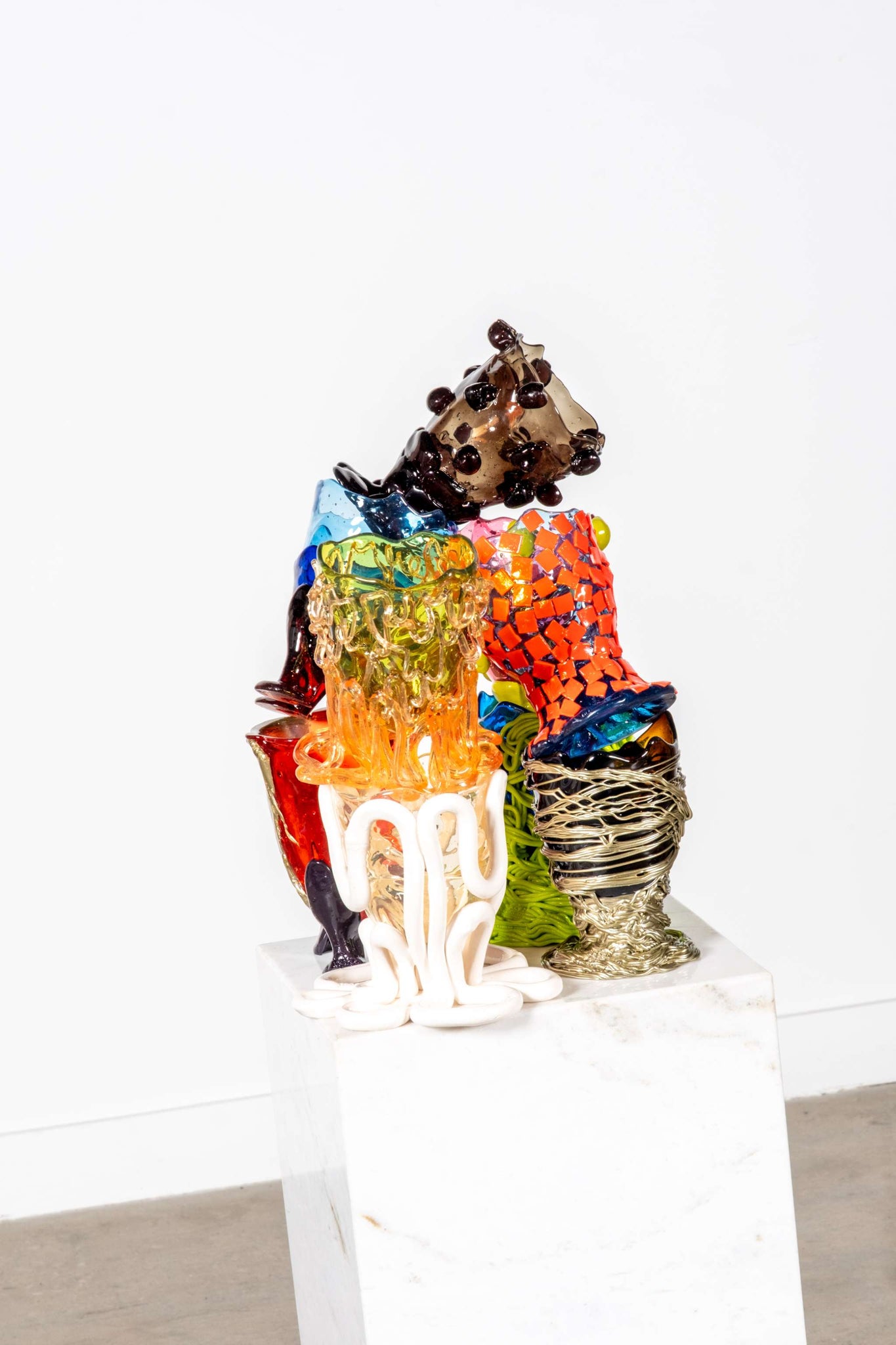 Twin C Vase (Small), Clear Light Bronze and Matte Black