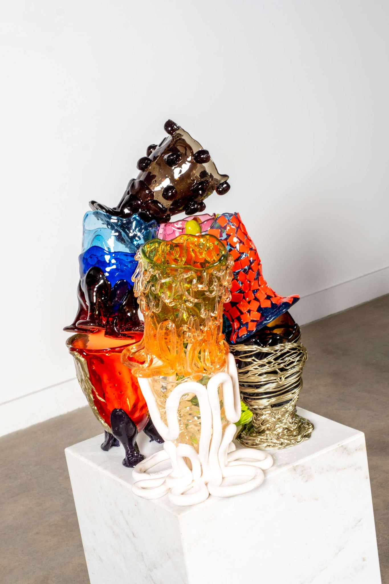 Spaghetti Vase (Small), Clear and White