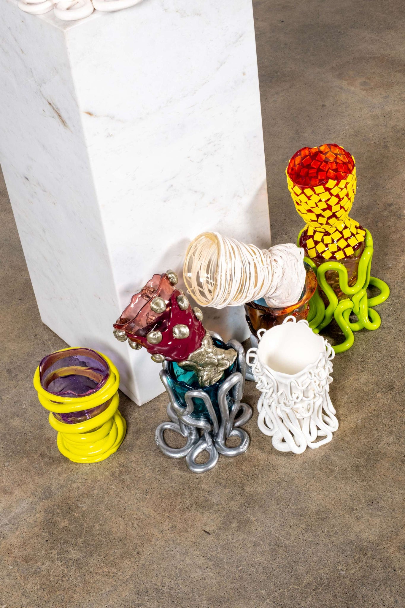 Spaghetti Vase (Small), Clear and White