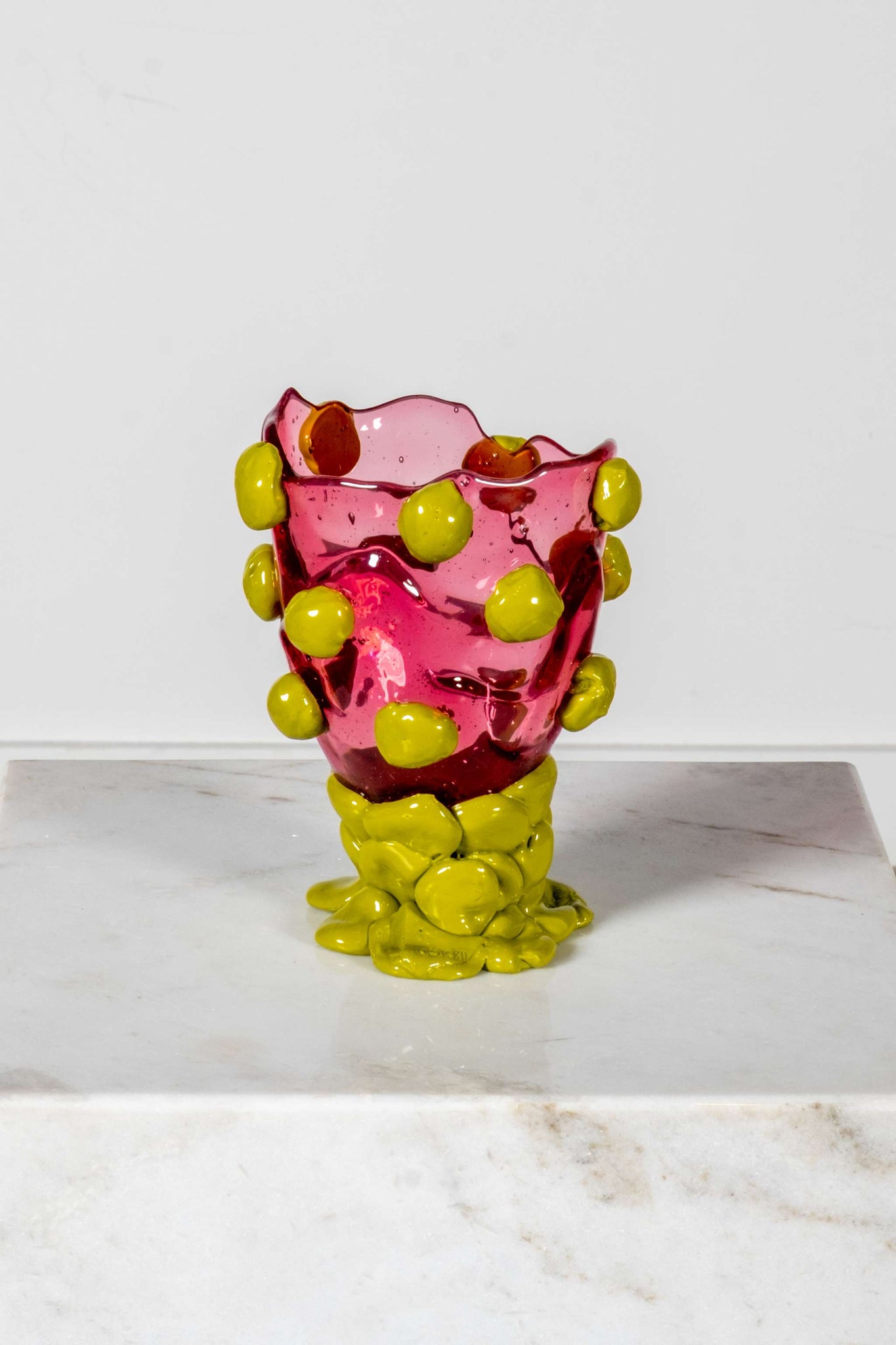 Nugget Vase (Small), Clear Fuschia and Dust Green