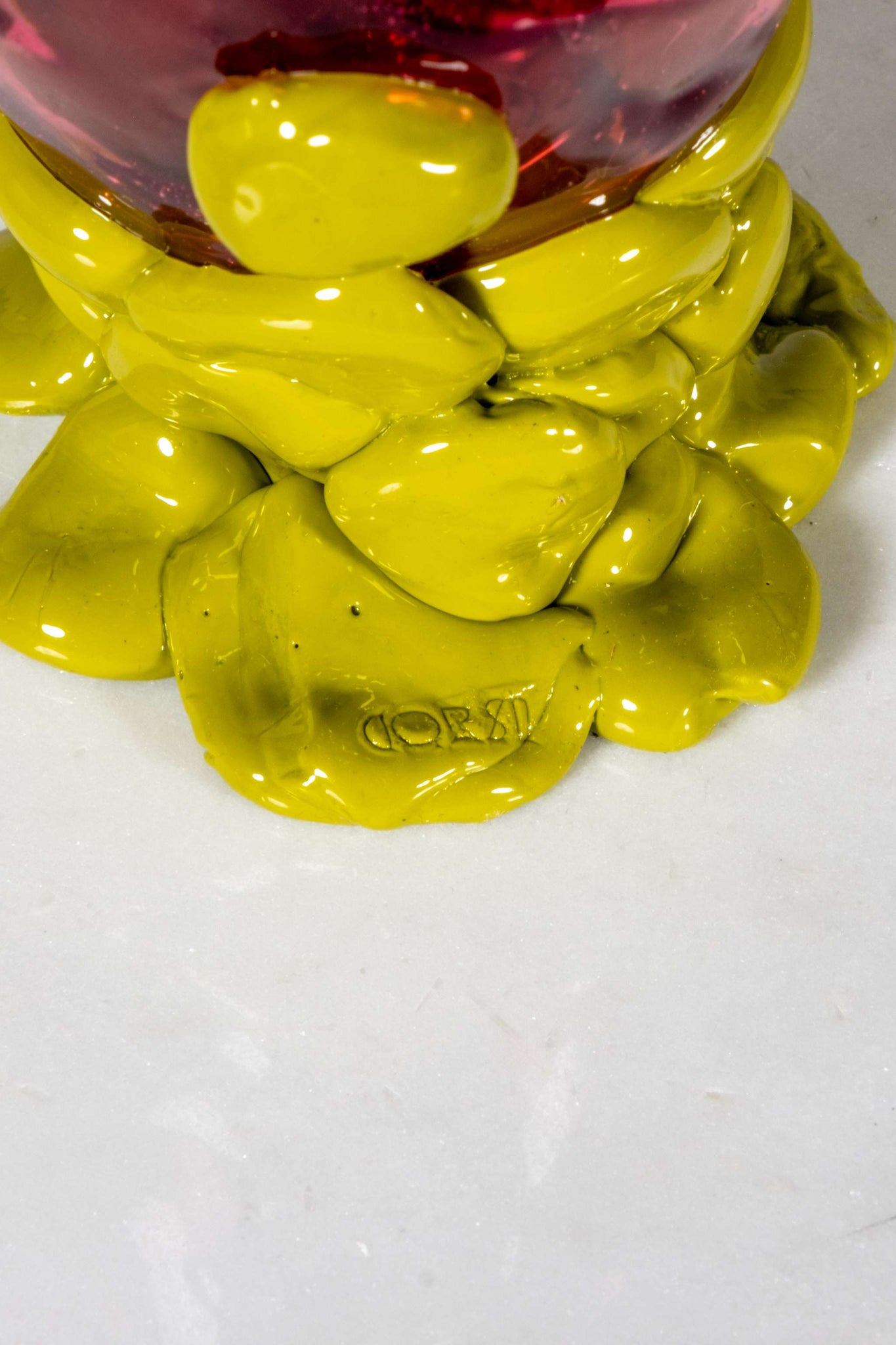 Nugget Vase (Small), Clear Fuschia and Dust Green