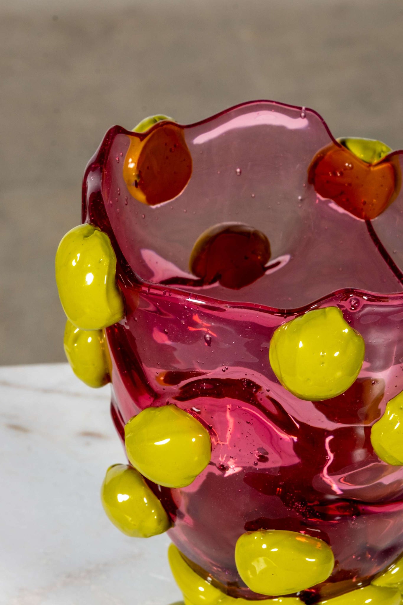 Nugget Vase (Small), Clear Fuschia and Dust Green