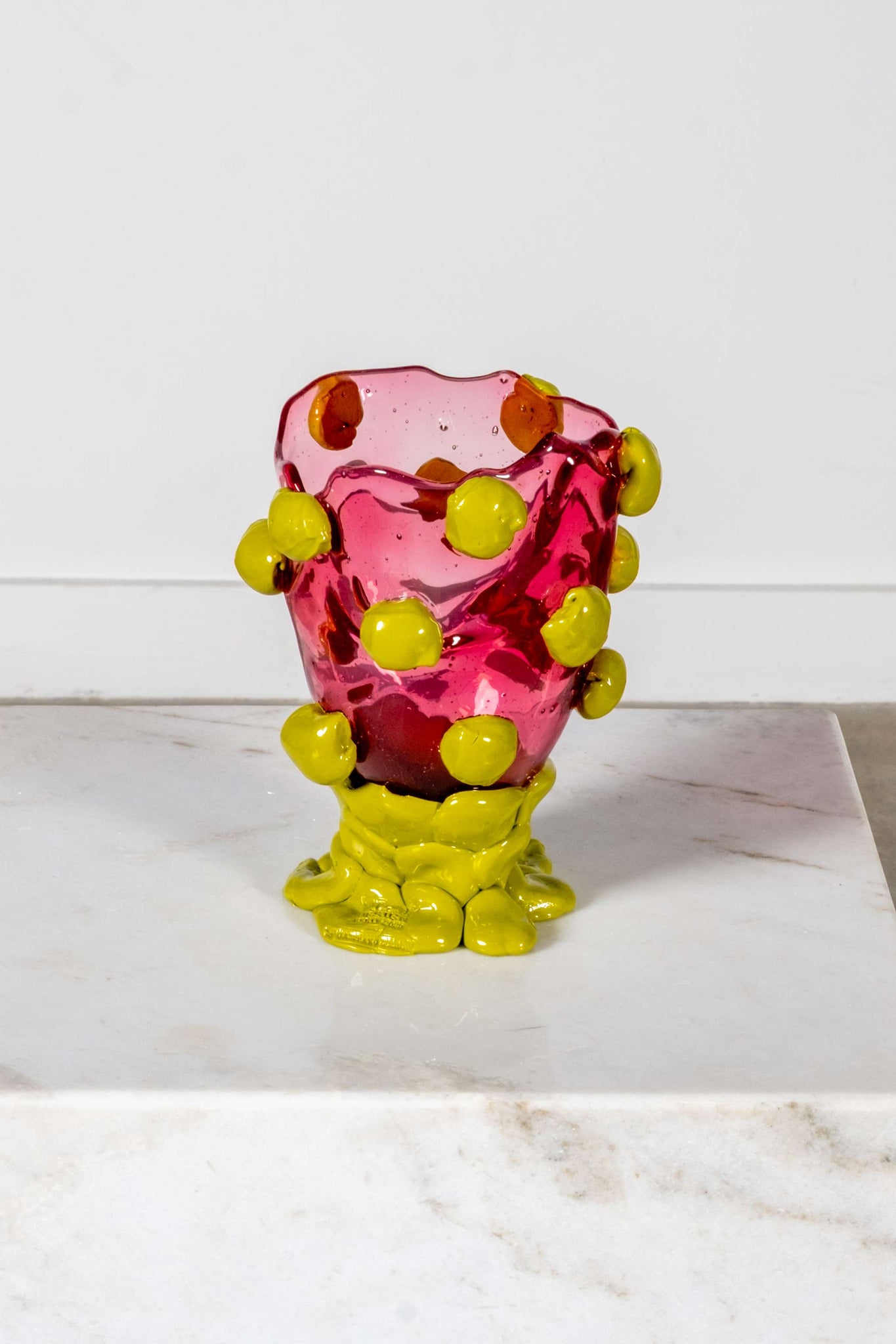 Nugget Vase (Small), Clear Fuschia and Dust Green