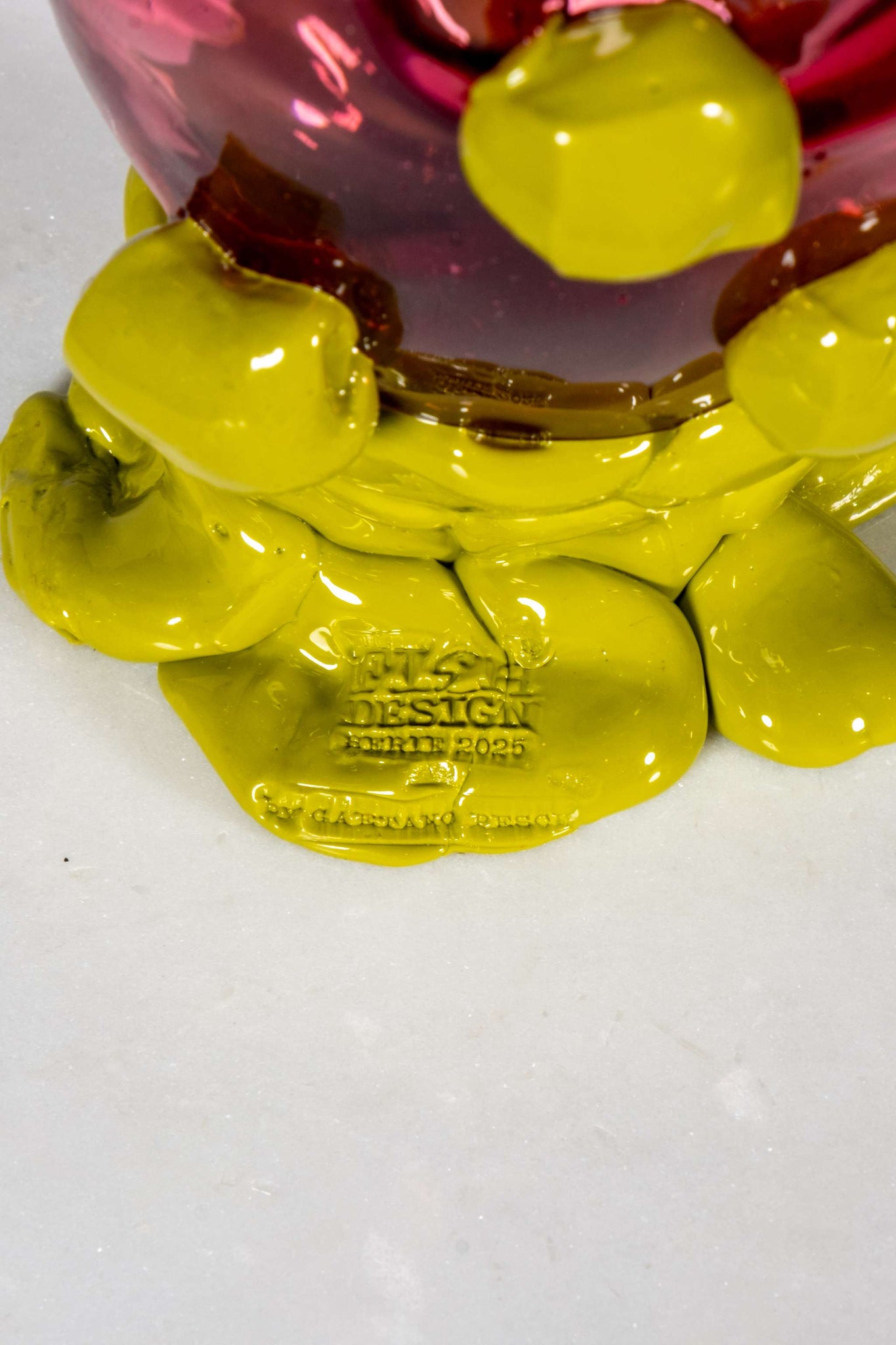 Nugget Vase (Small), Clear Fuschia and Dust Green