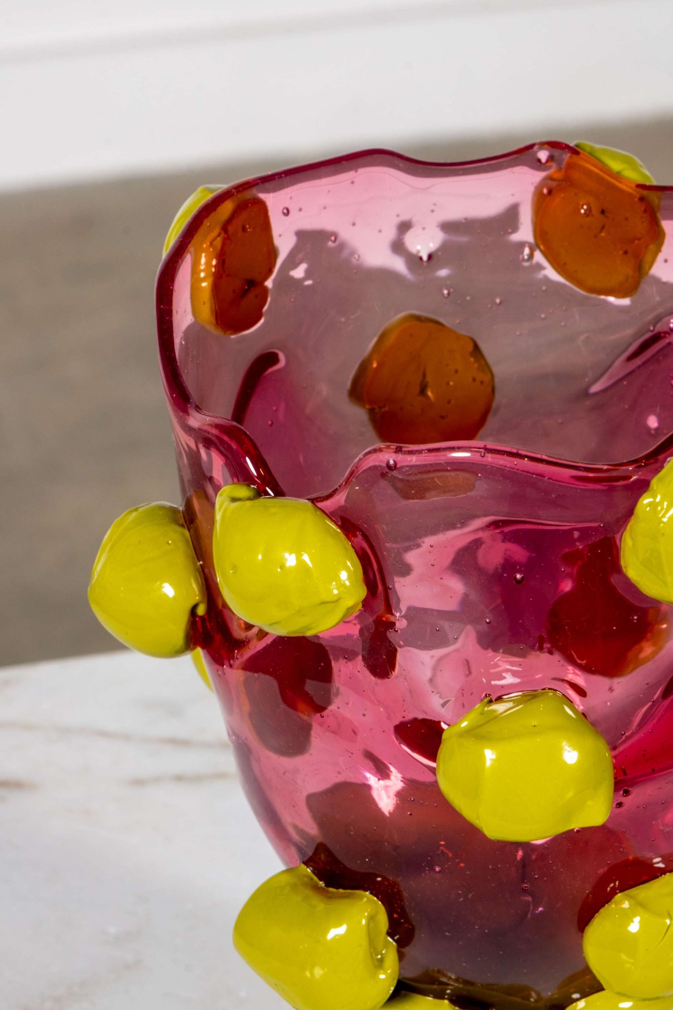 Nugget Vase (Small), Clear Fuschia and Dust Green