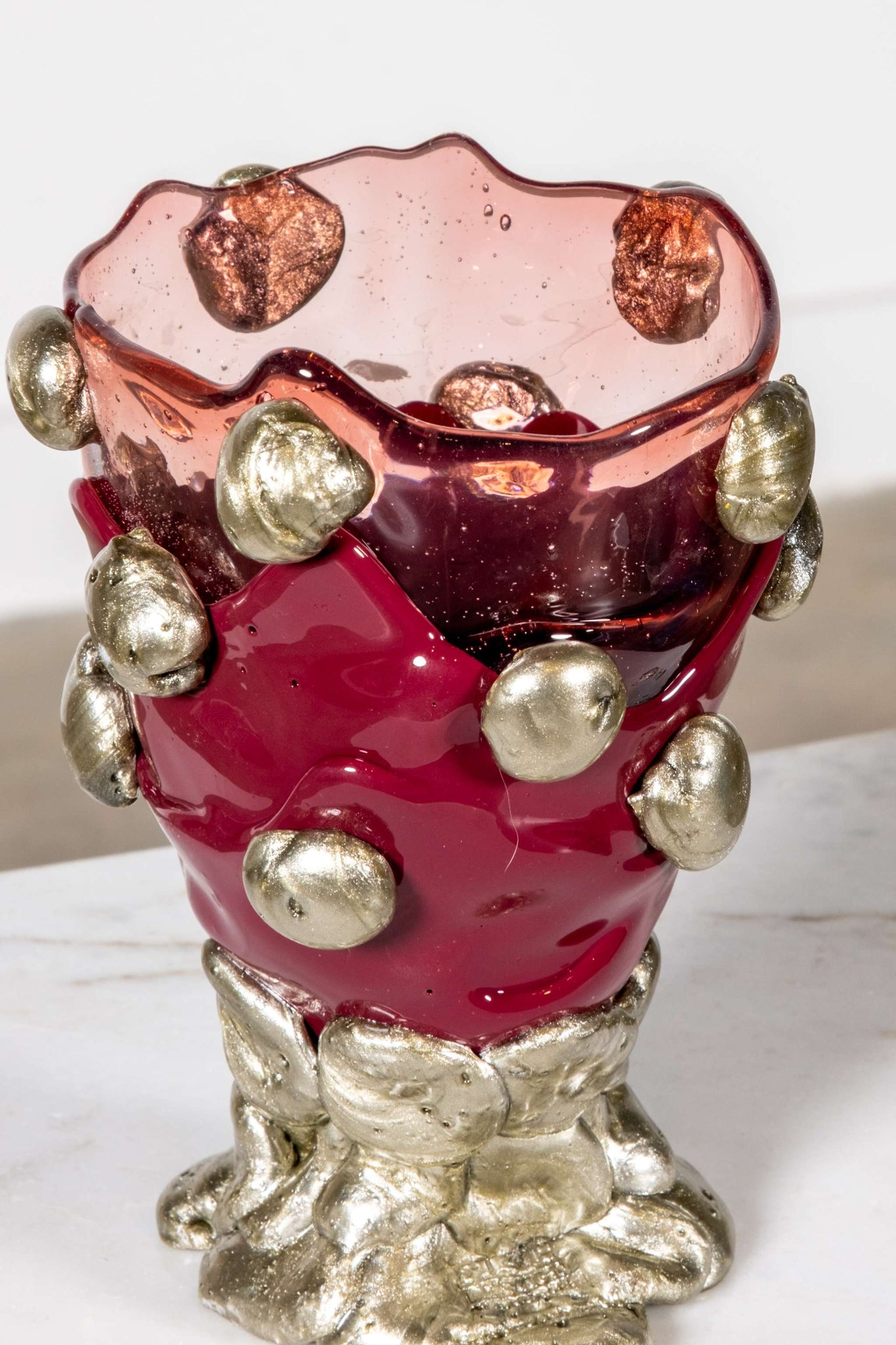 Nugget Extra Colour Vase (Small), Clear Pink, Matte Cherry and Bronze