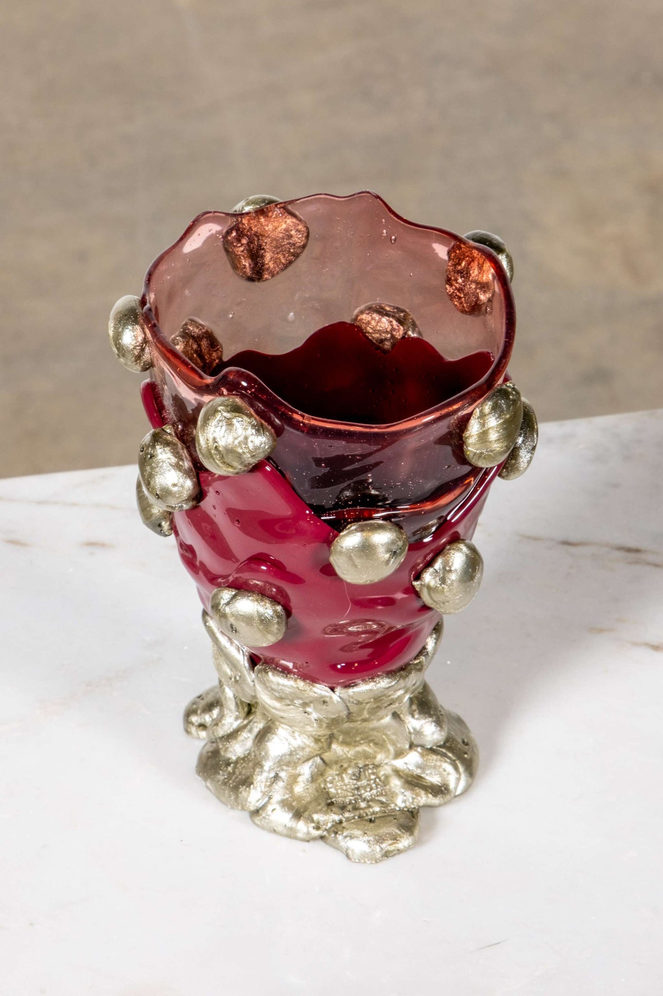 Nugget Extra Colour Vase (Small), Clear Pink, Matte Cherry and Bronze