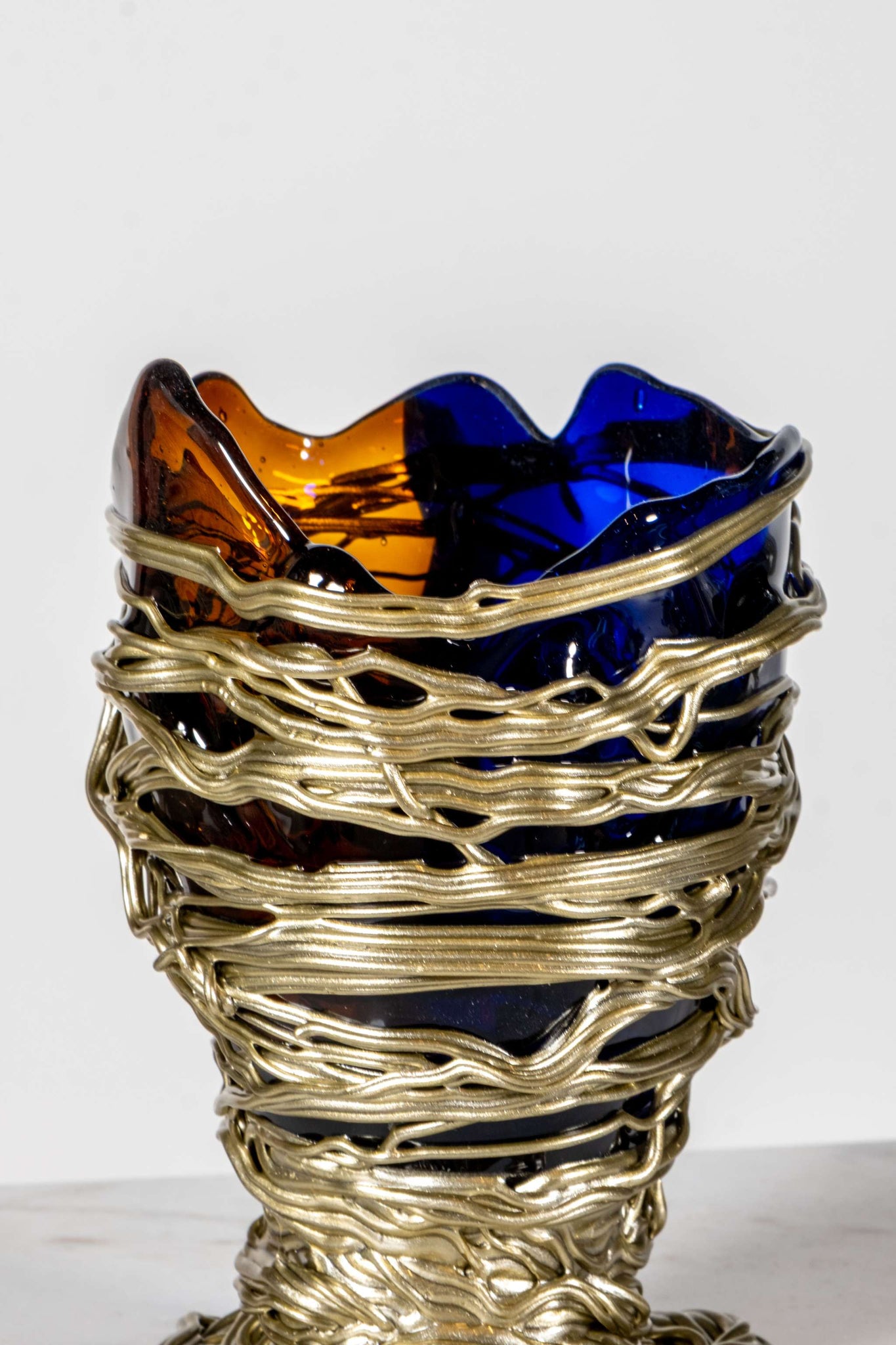 Spaghetti Extra Colour Vase (Small), Clear Dark Blue, Brown and Matte Bronze