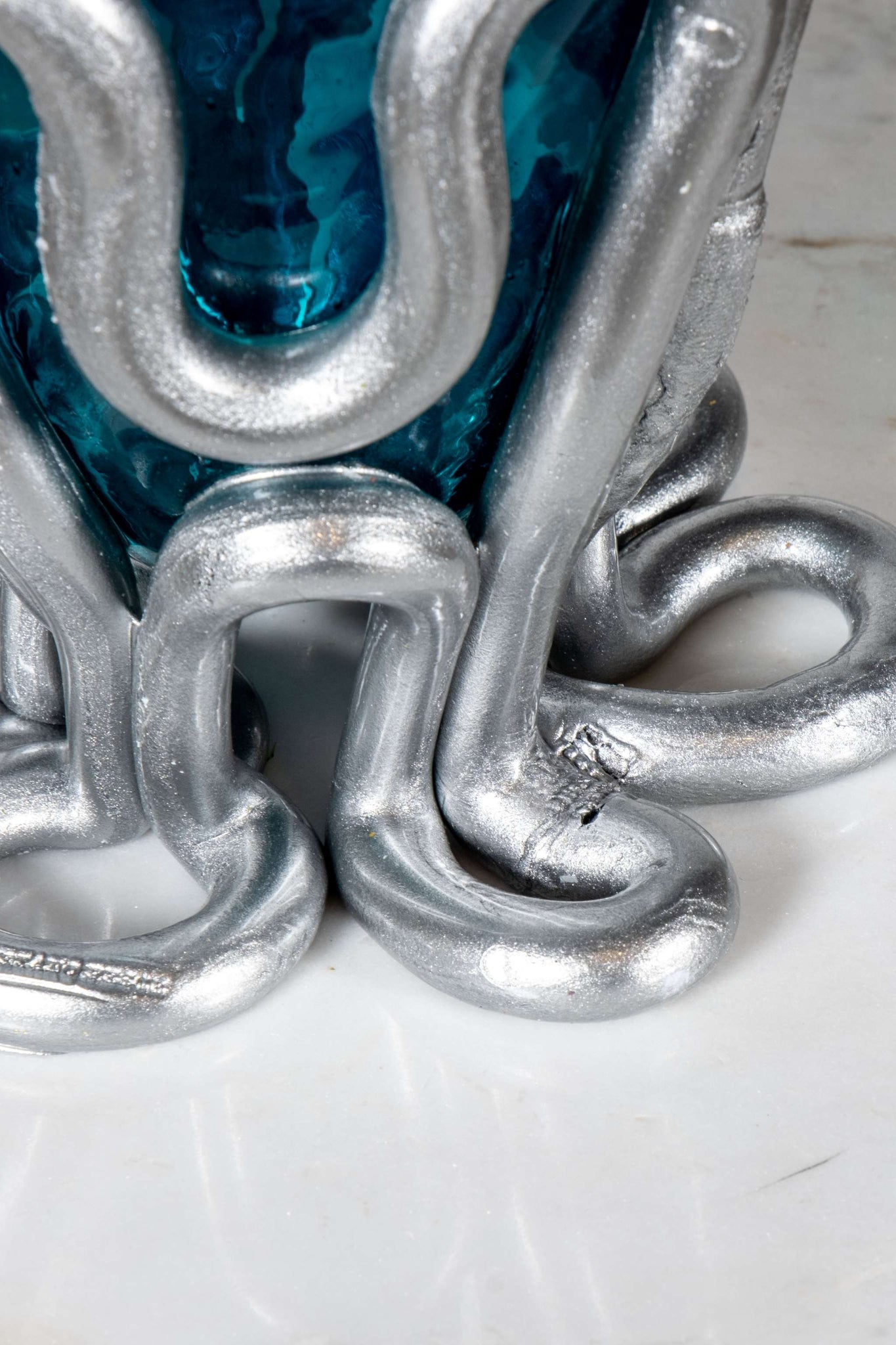 Indian Summer Vase (Small), Clear Emerald and Matte Silver