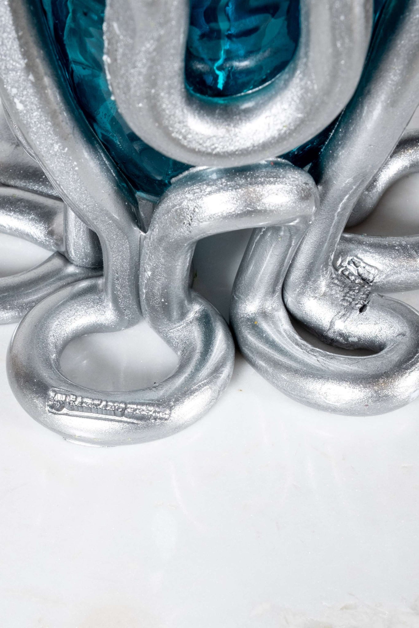 Indian Summer Vase (Small), Clear Emerald and Matte Silver