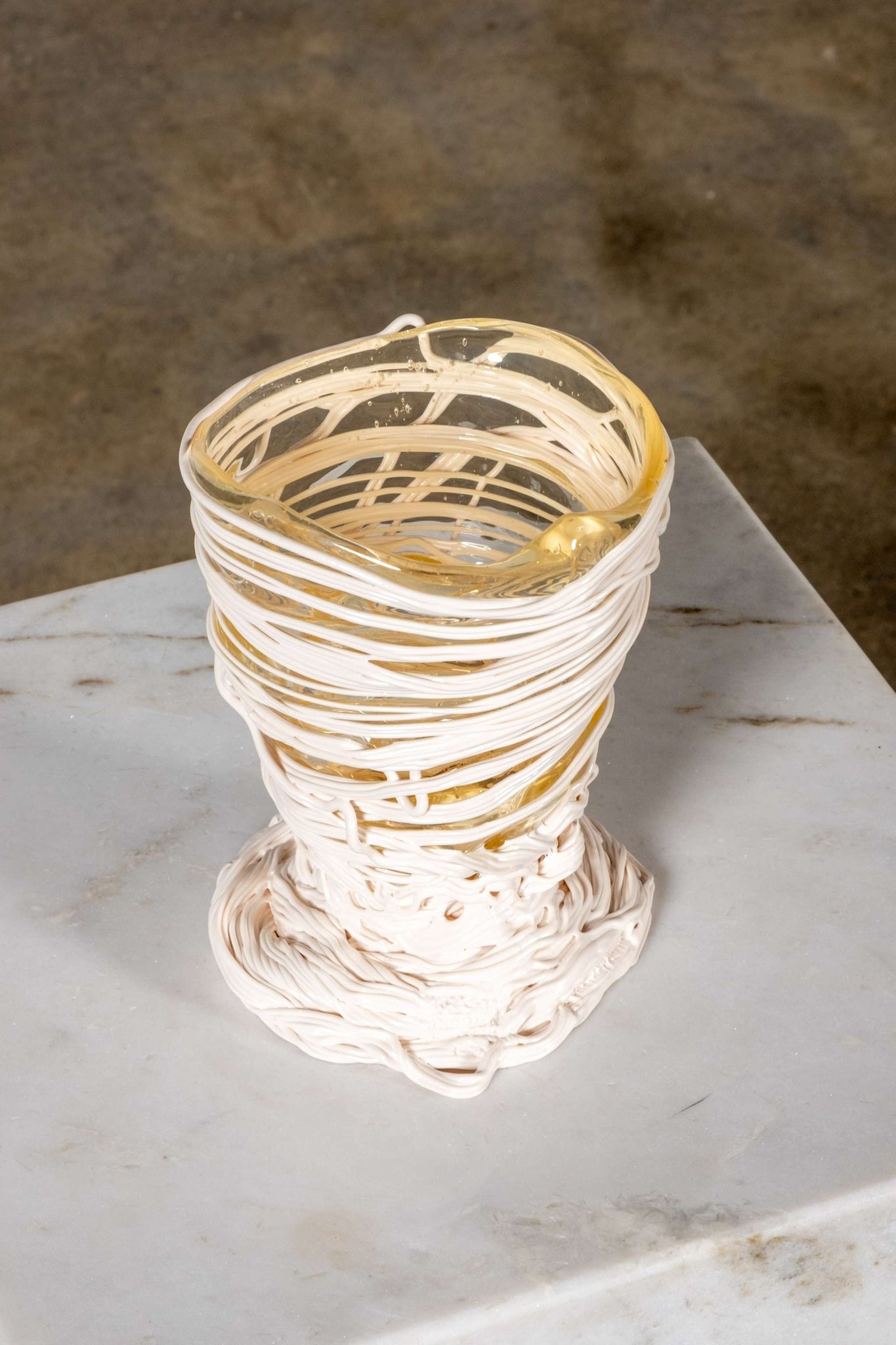 Spaghetti Vase (Small), Clear and White