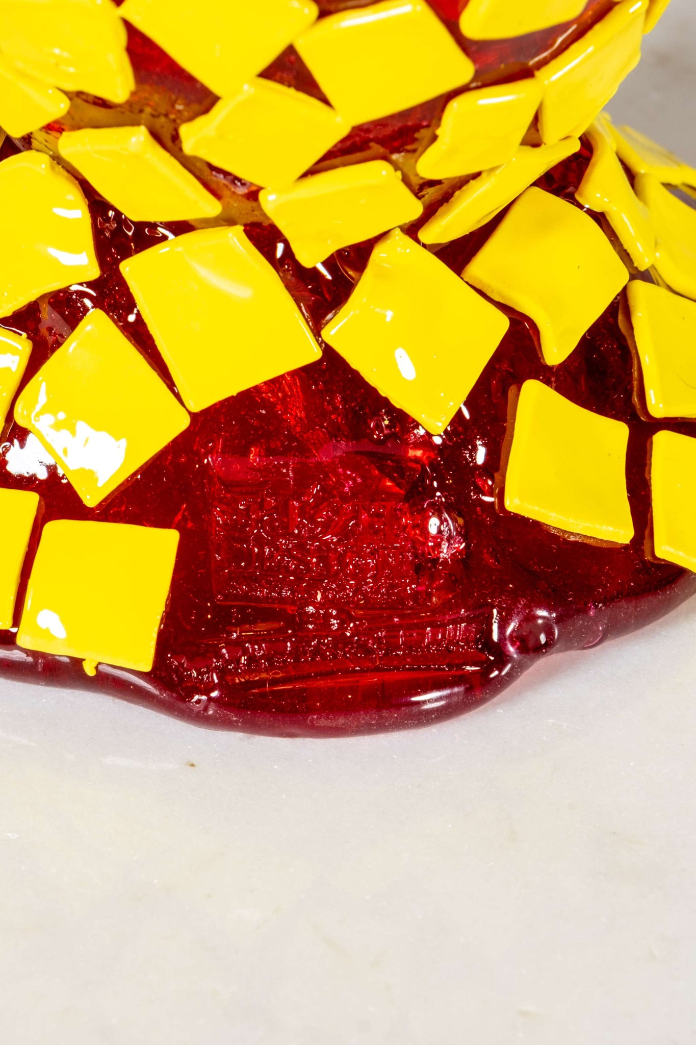 Rock Vase (Small), Clear Fuschia and Matte Yellow