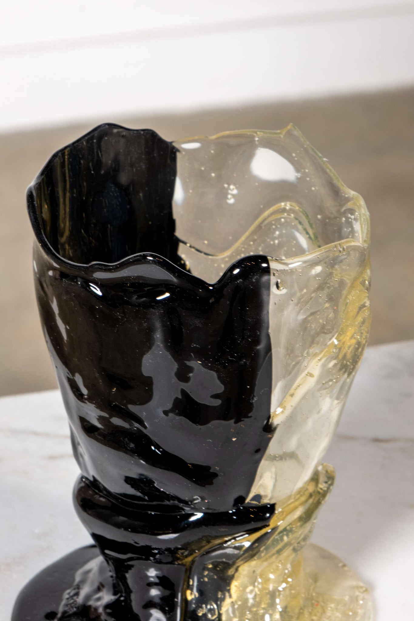 Twin C Vase (Small), Clear Light Bronze and Matte Black