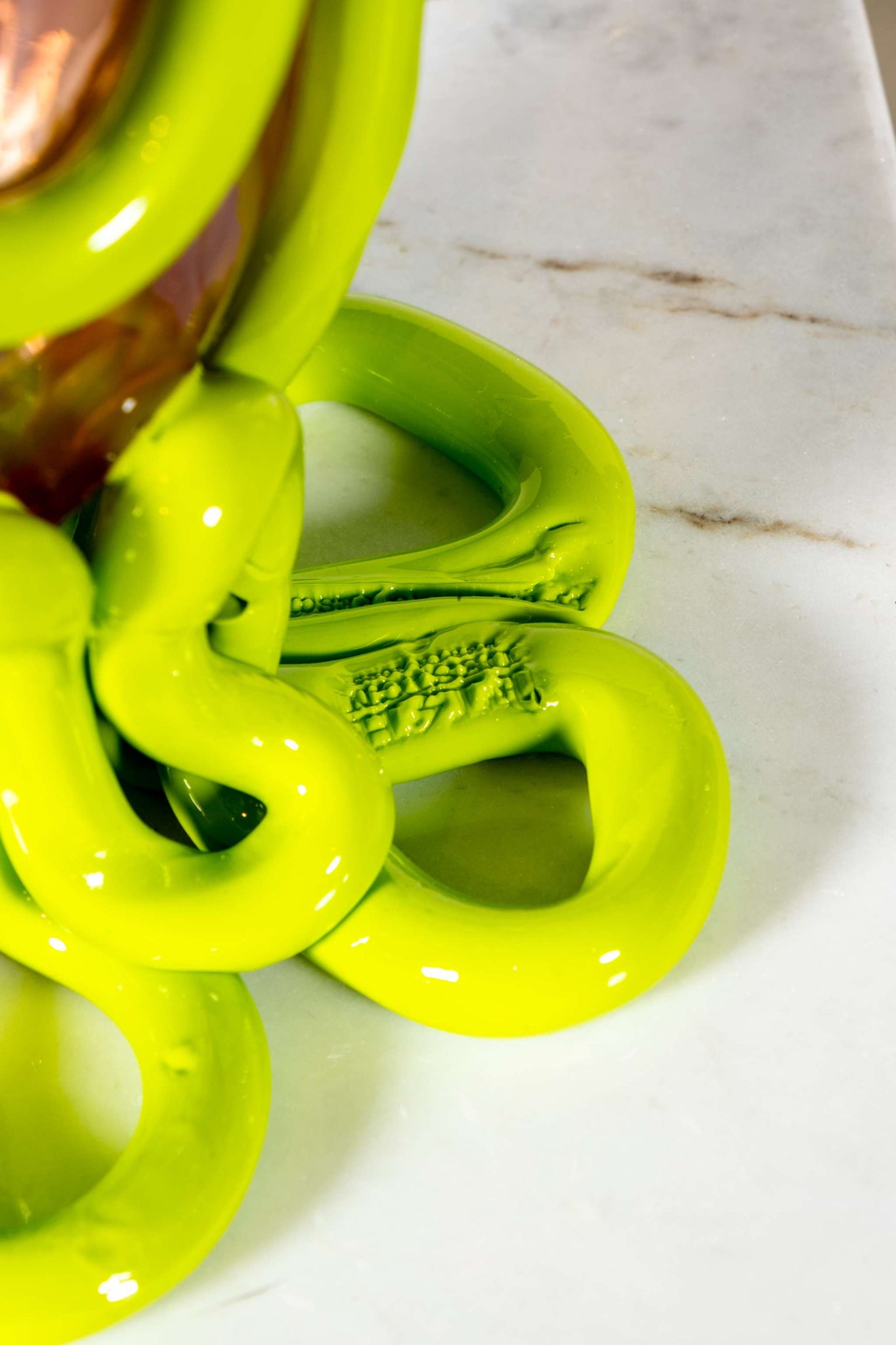 Indian Summer Vase (Medium), Clear Pink and Matte Lime