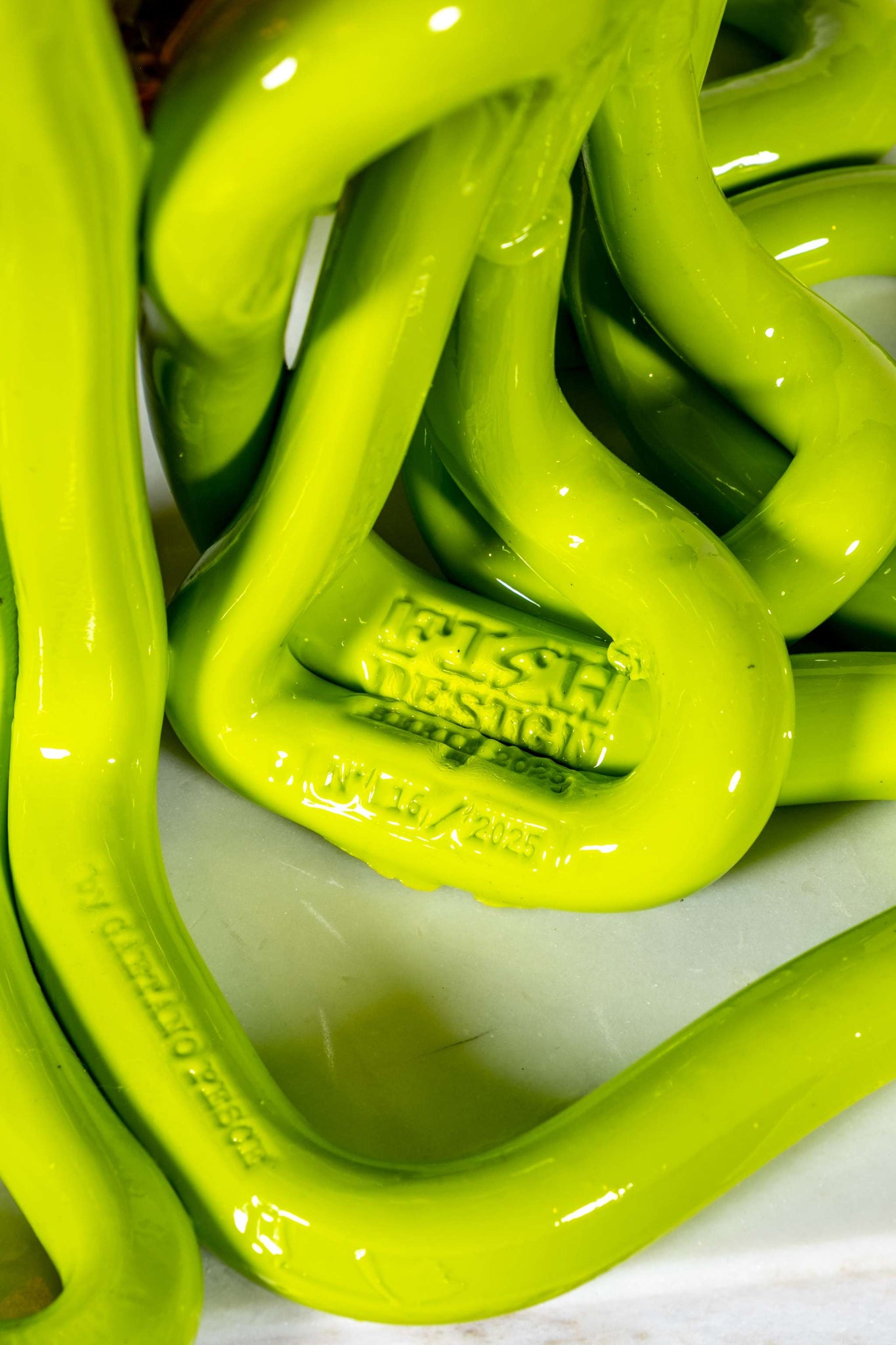 Indian Summer Vase (Medium), Clear Pink and Matte Lime