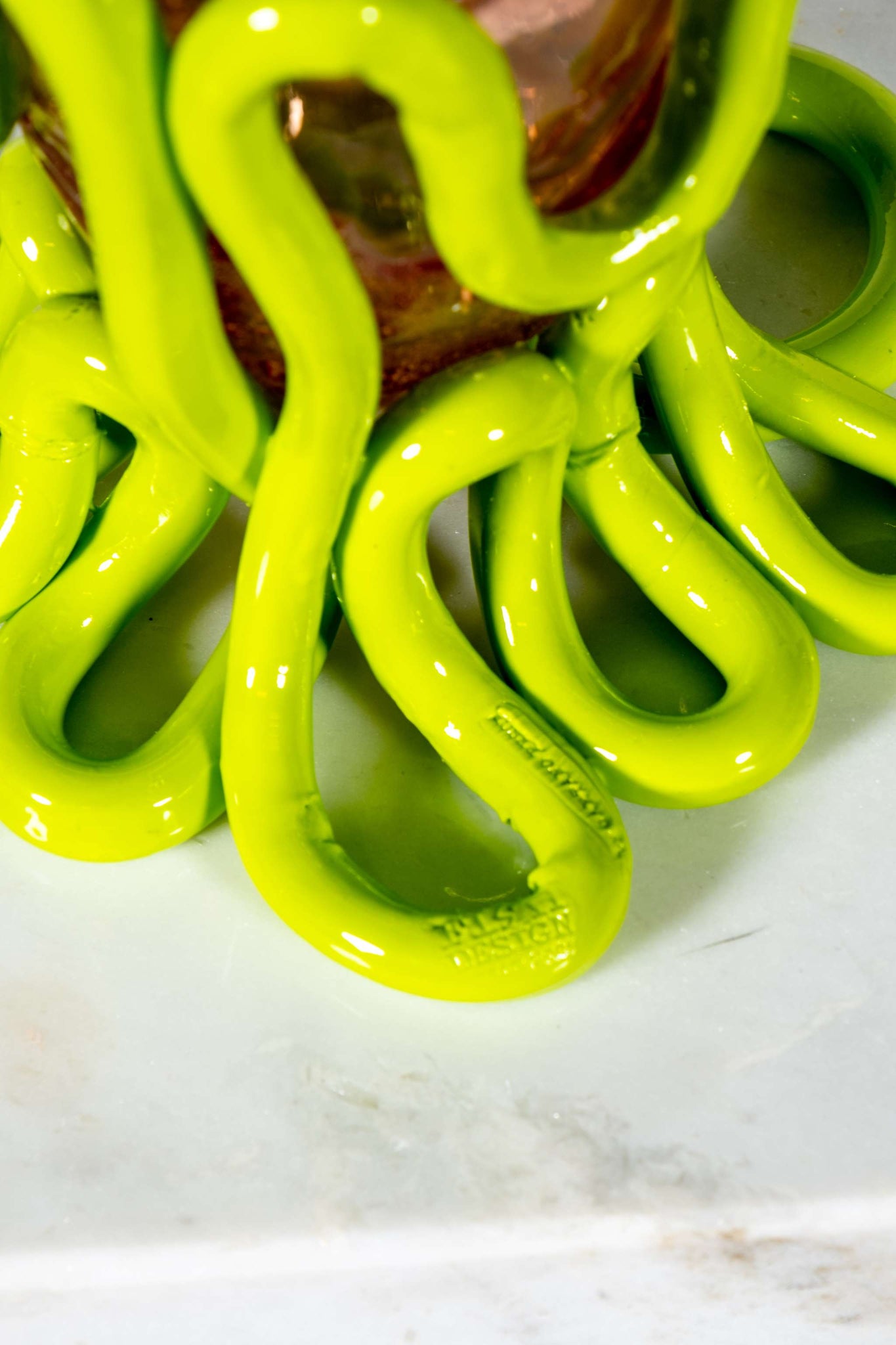 Indian Summer Vase (Small), Clear Pink and Matte Lime