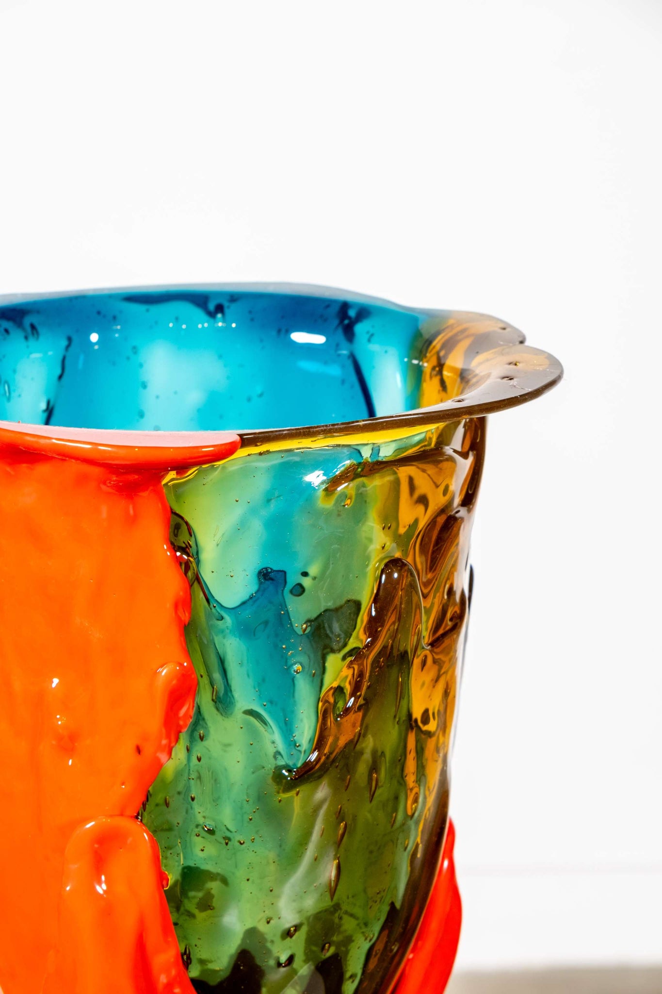 Amazonia Vase (Large), Clear Emerald, Clear Amber and Matte Coral