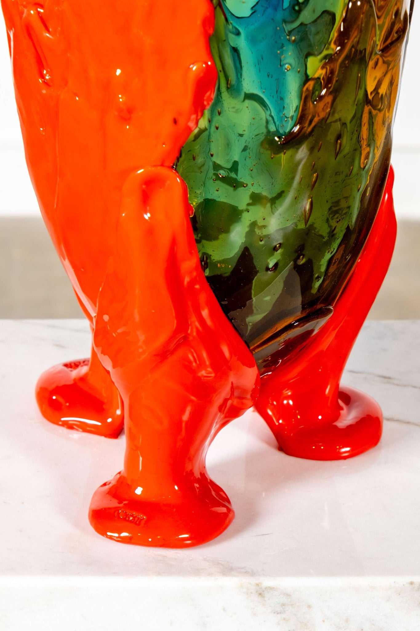 Amazonia Vase (Large), Clear Emerald, Clear Amber and Matte Coral