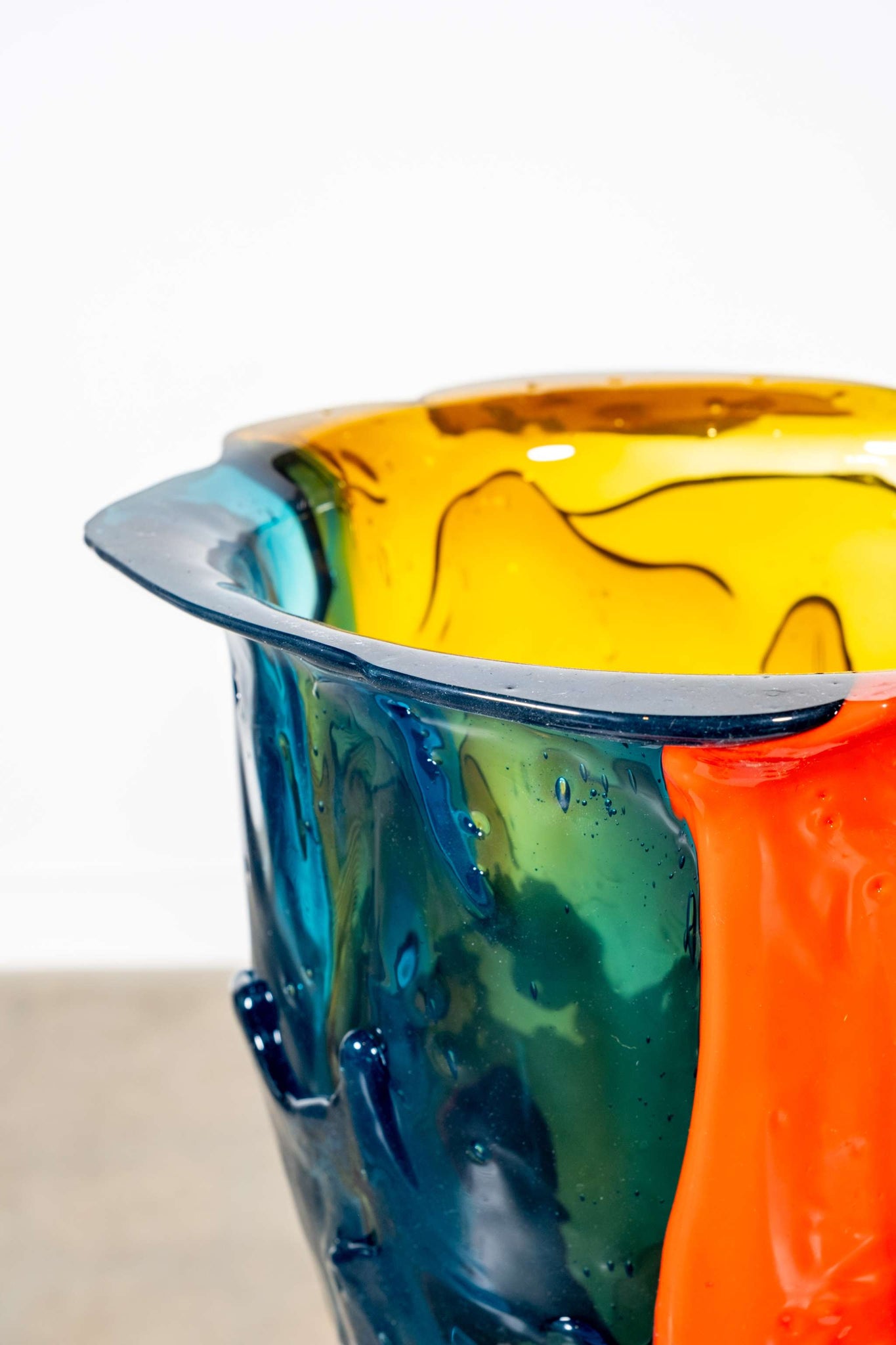 Amazonia Vase (Large), Clear Emerald, Clear Amber and Matte Coral