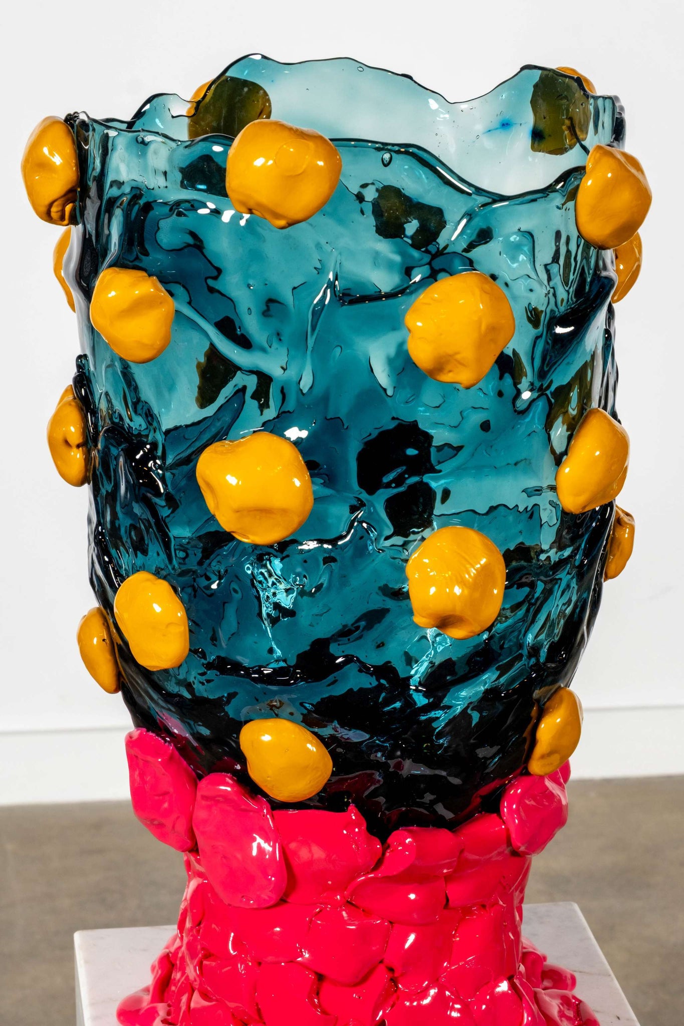 Nugget Vase Extra Colour (XL), Clear Aqua, Matte Ochre, Matte Fuschia