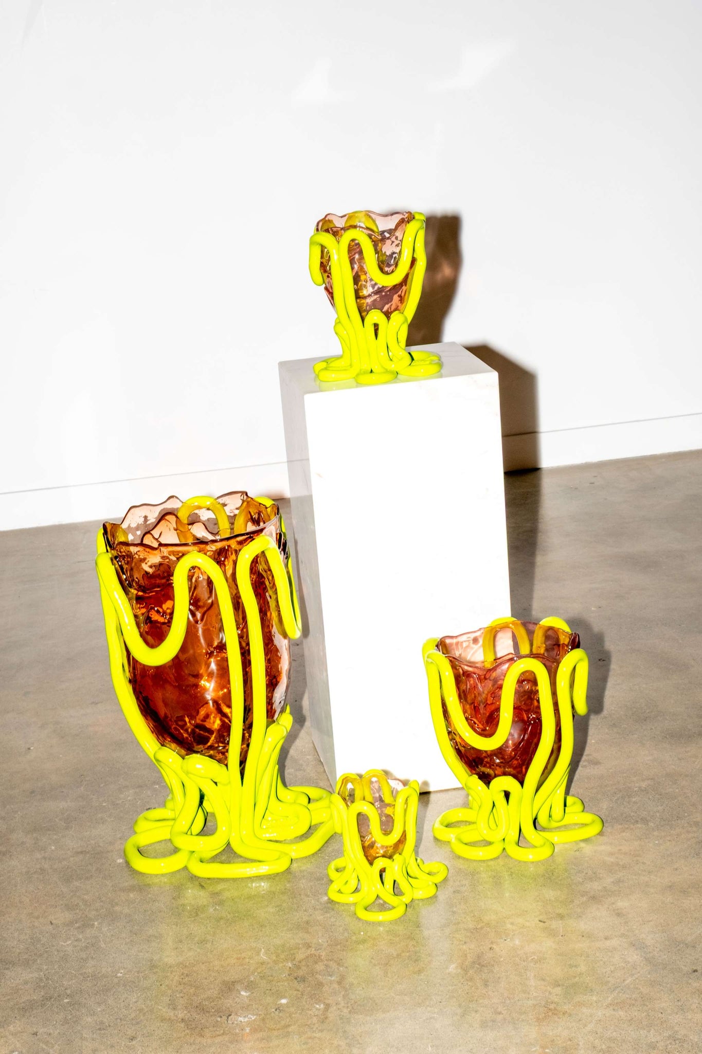 Indian Summer Vase (Small), Clear Pink and Matte Lime