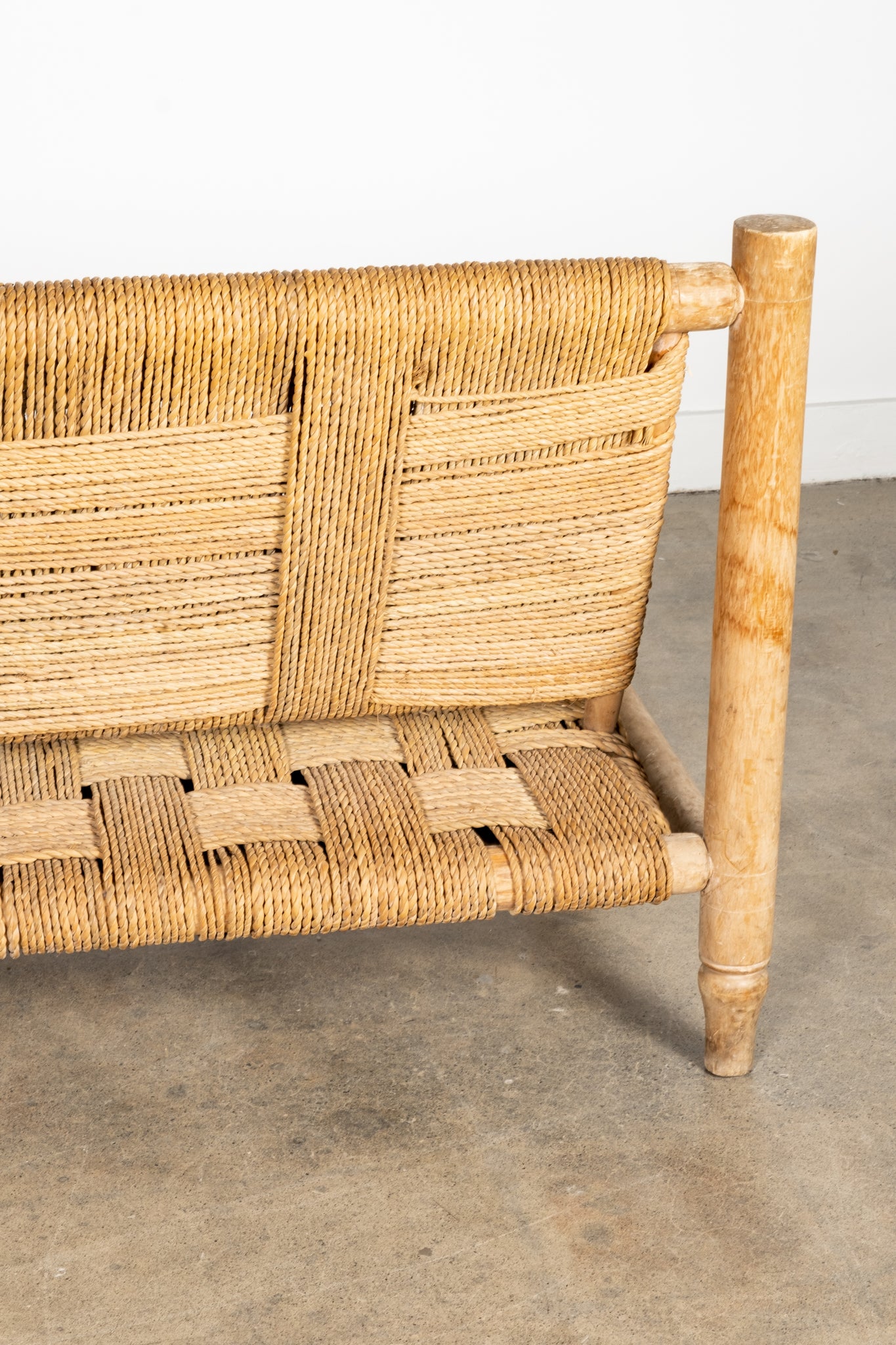 Wood and Woven Rope 2-Seater Sofa