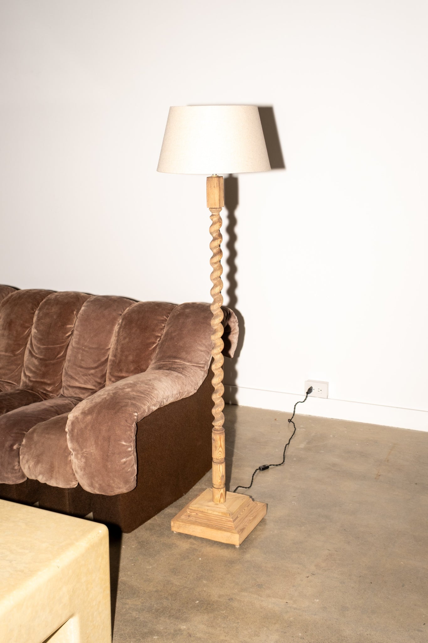 Spiral Carved Wood Floor Lamp