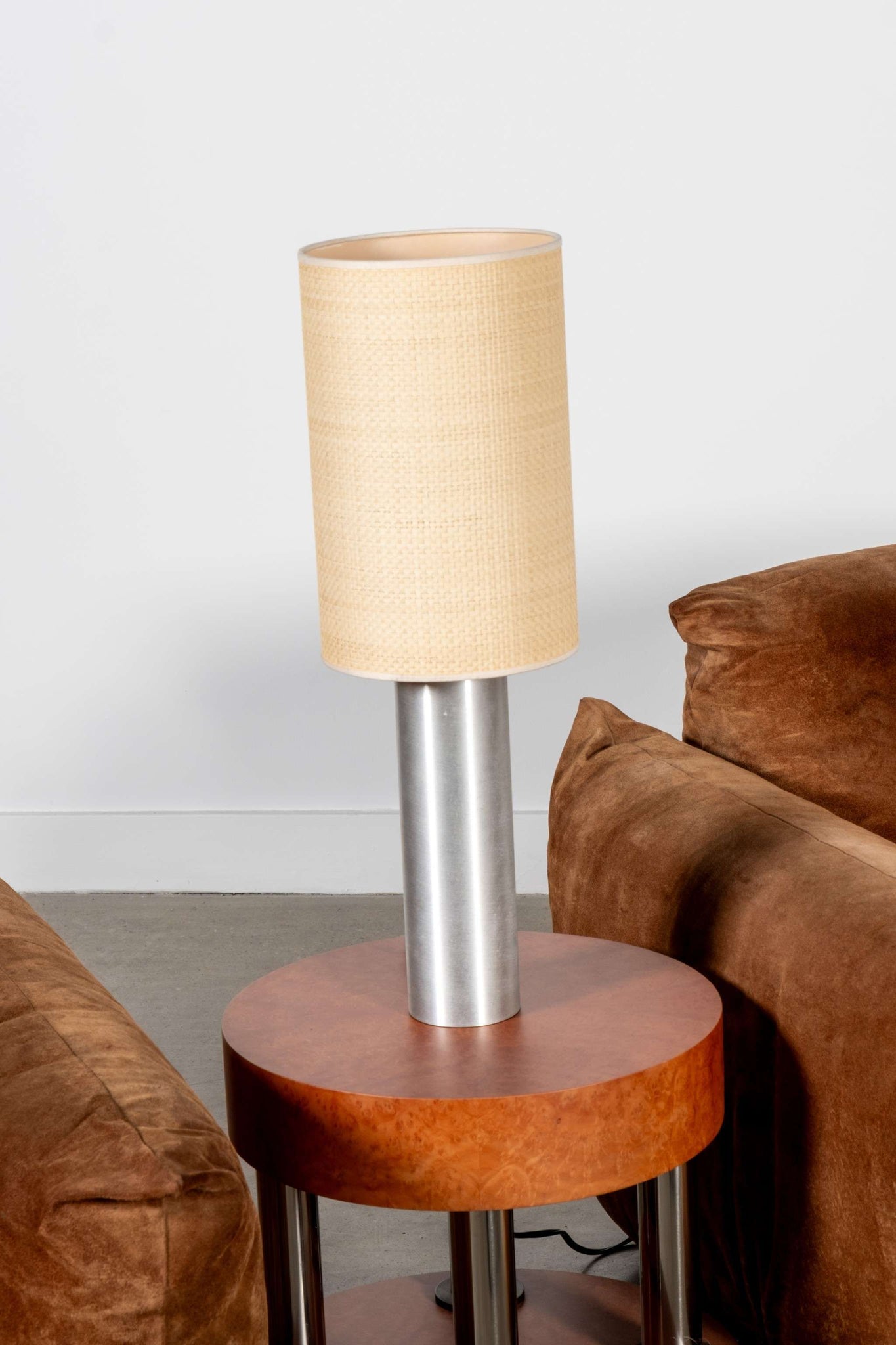 Brushed Stainless Steel Table Lamp, Tall
