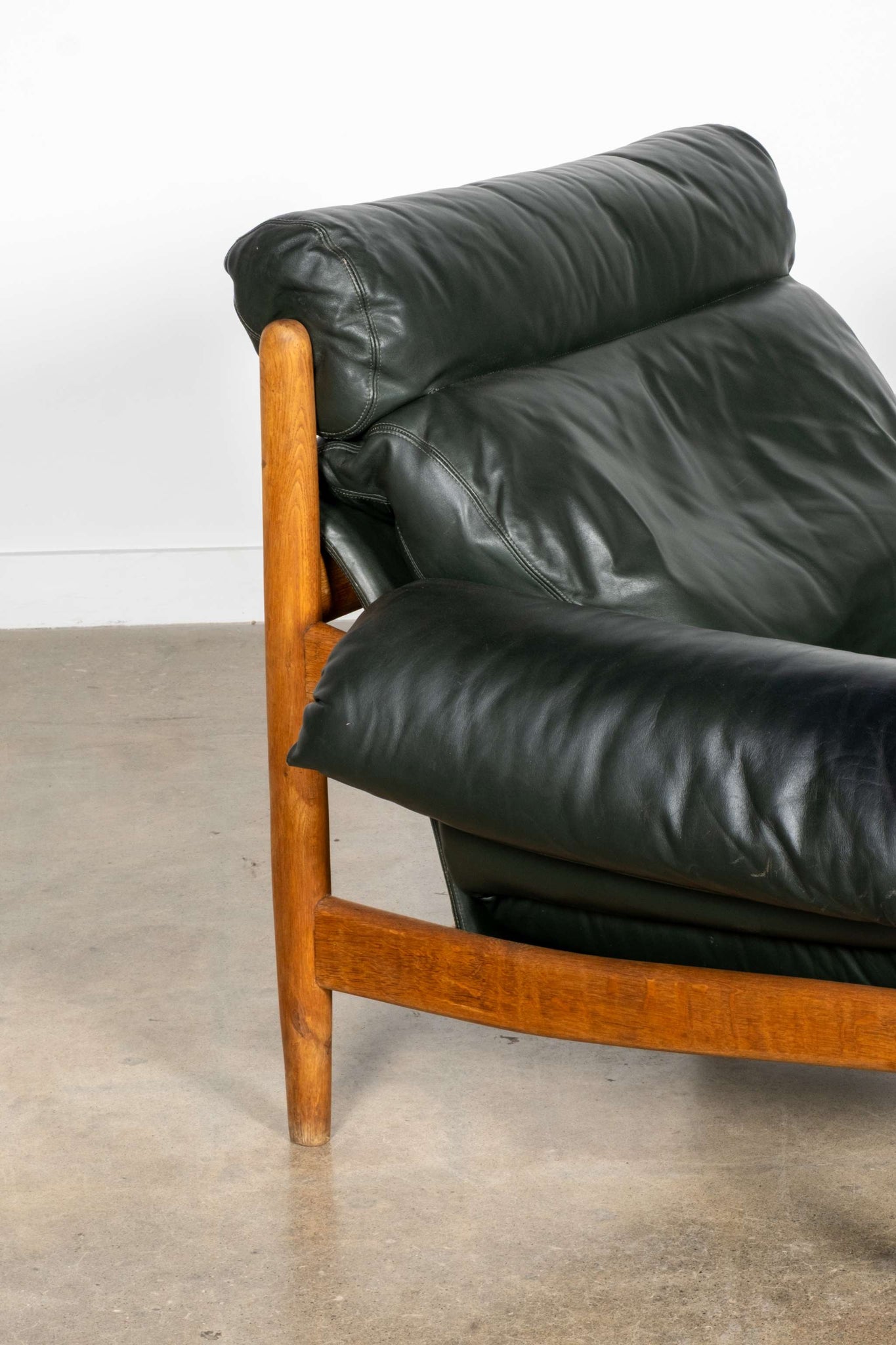 Dark Green Leather Lounge Chair