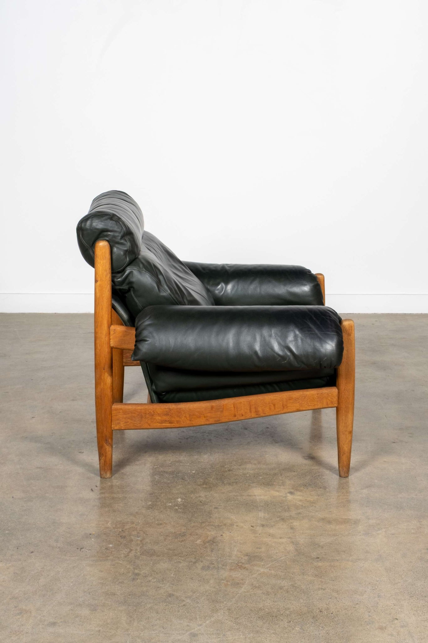 Dark Green Leather Lounge Chair