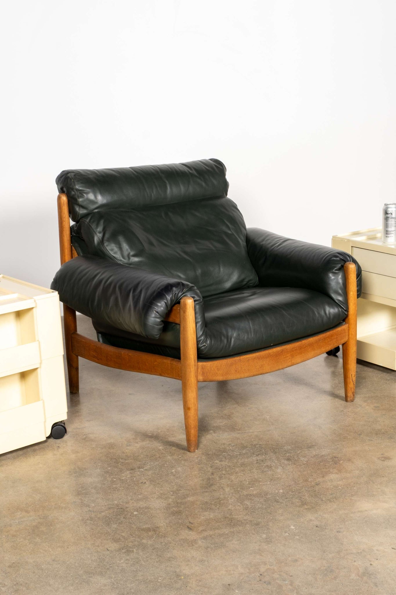 Dark Green Leather Lounge Chair