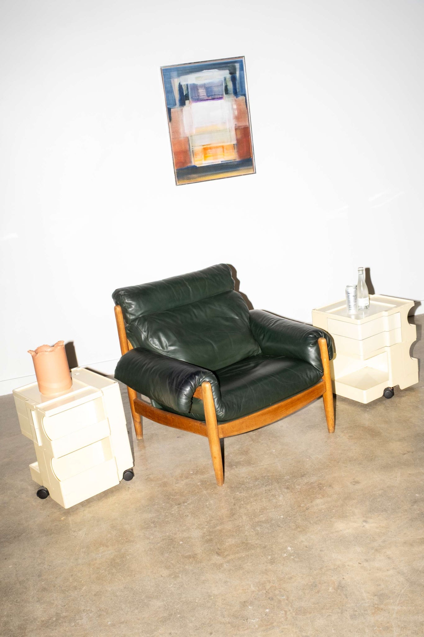 Dark Green Leather Lounge Chair