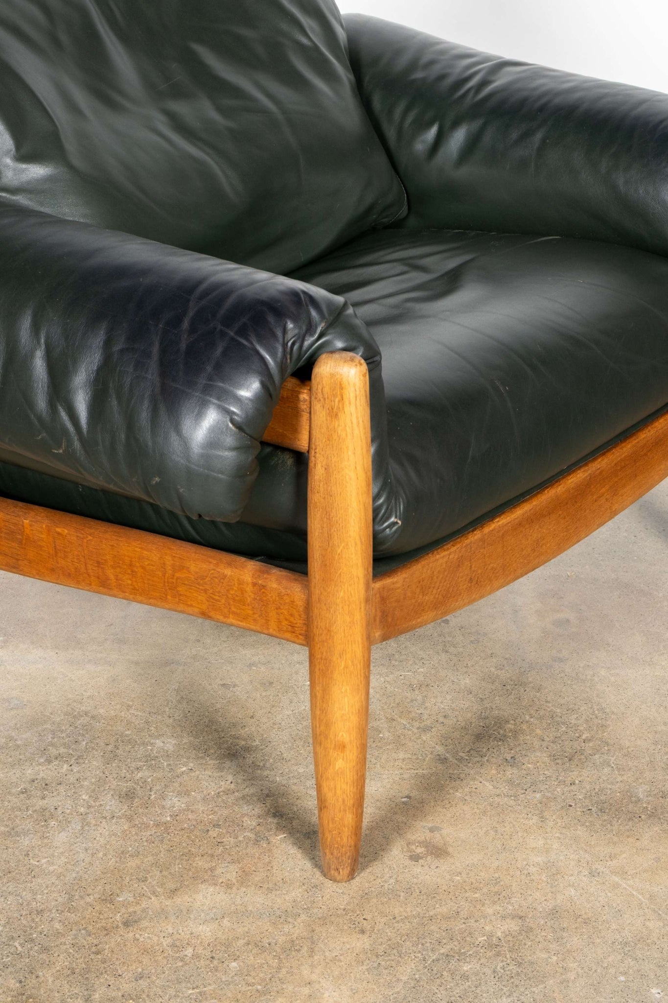 Dark Green Leather Lounge Chair