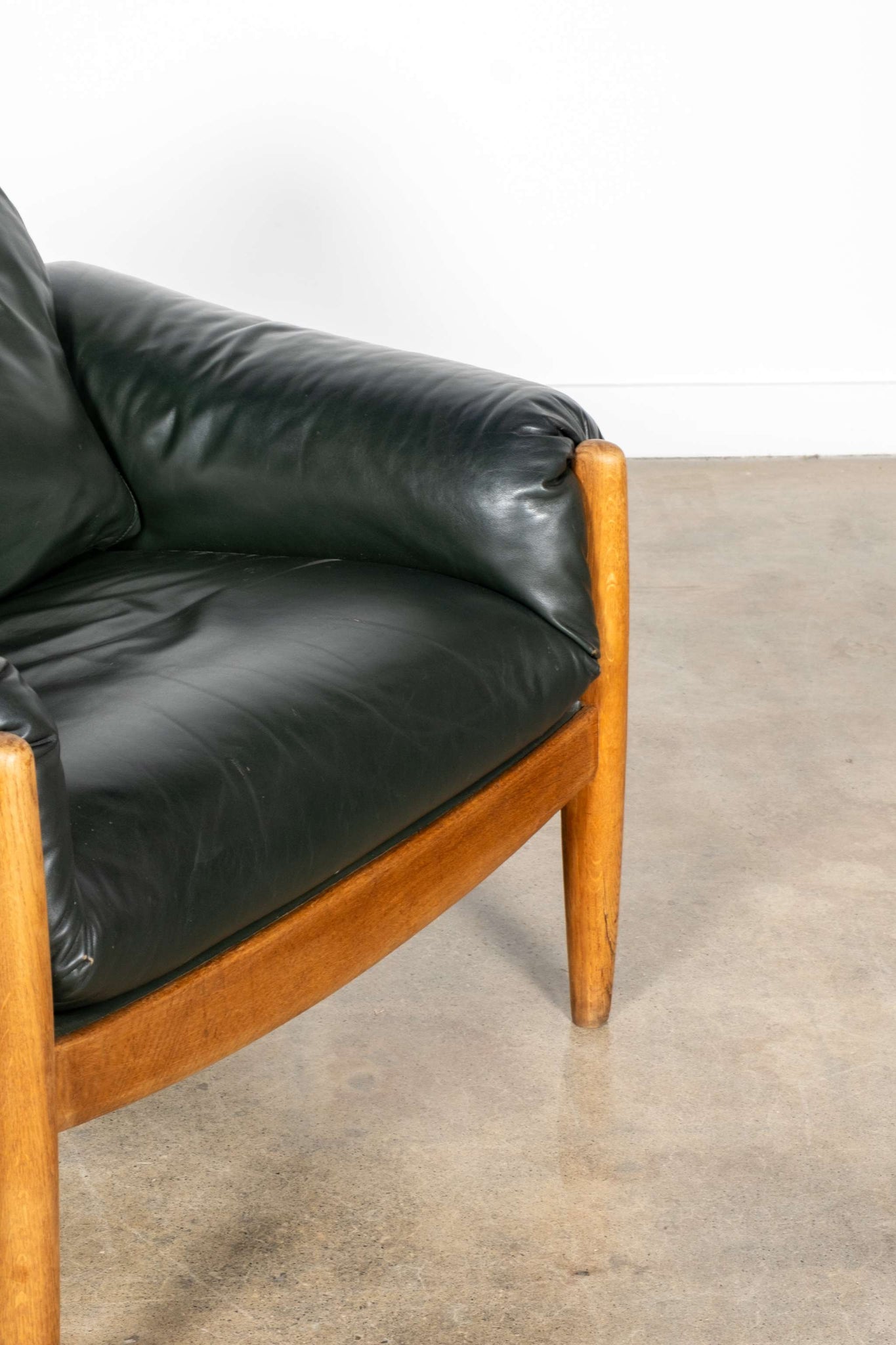 Dark Green Leather Lounge Chair