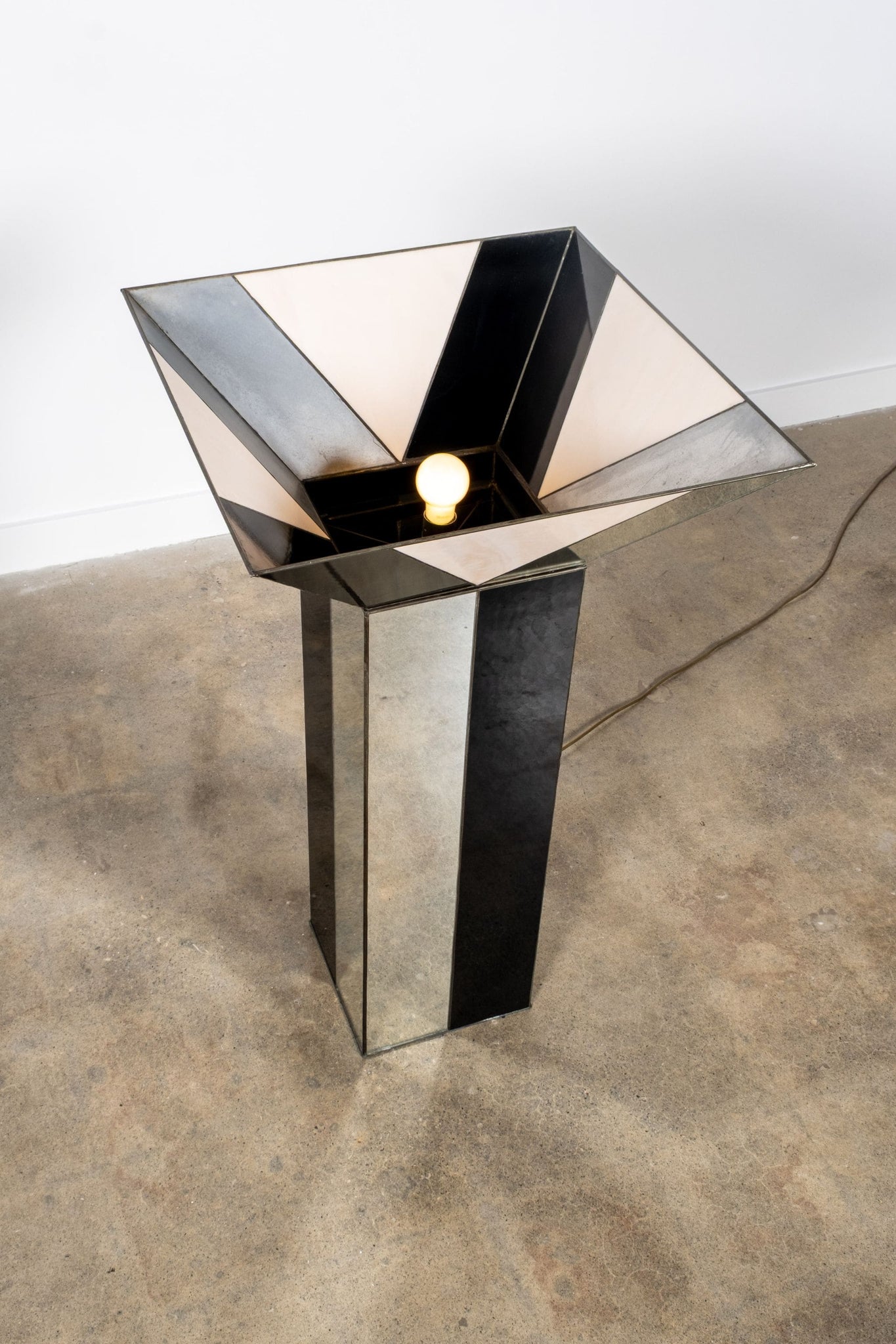 Vintage Deco Mirror and Glass Lamp | Bonne Choice