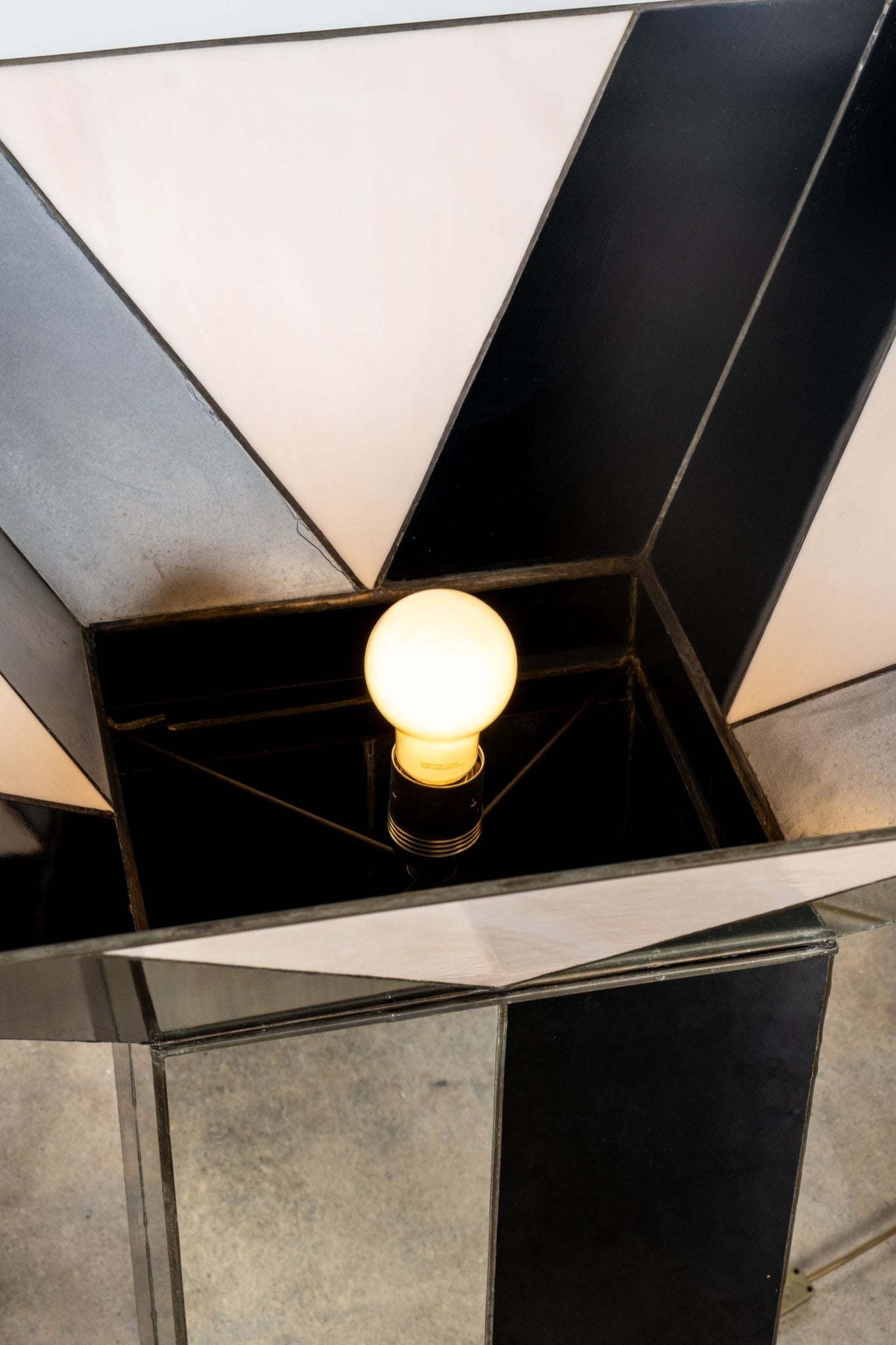 Vintage Deco Mirror and Glass Lamp | Bonne Choice