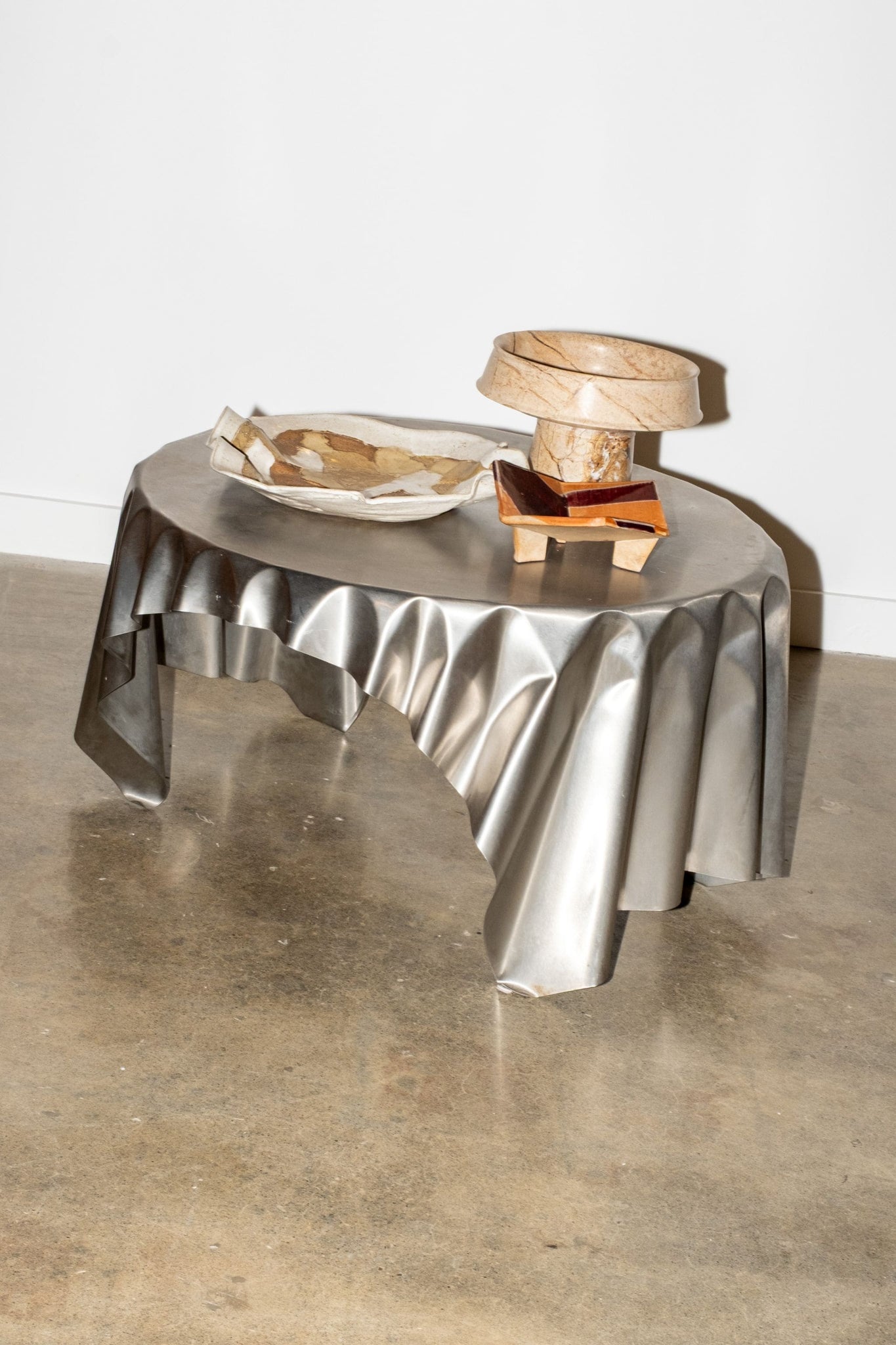 Vintage Draped Metal 'Bottle Cap' Coffee Table | Bonne Choice