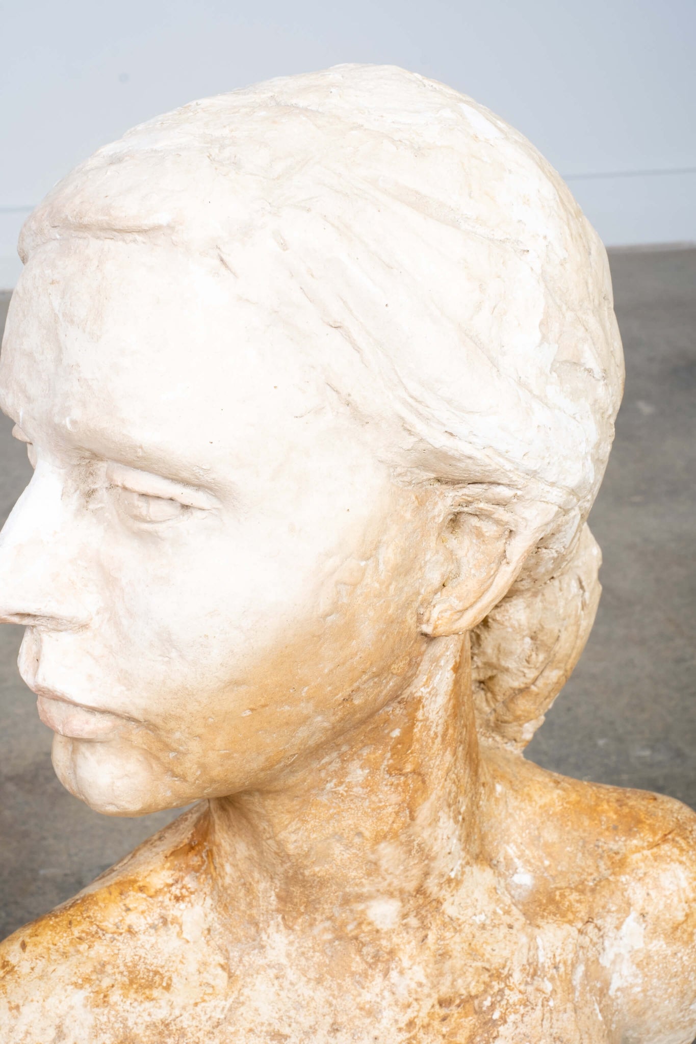 Vintage Female Bust in Plaster, close up